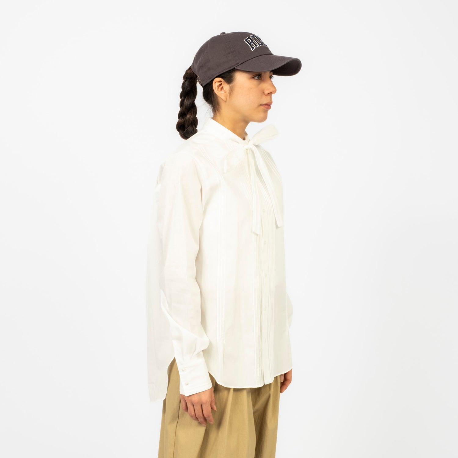[RHODOLIRION] RIBBON TIE BLOUSE SOLID LEOPARD _ OFF WHITE
