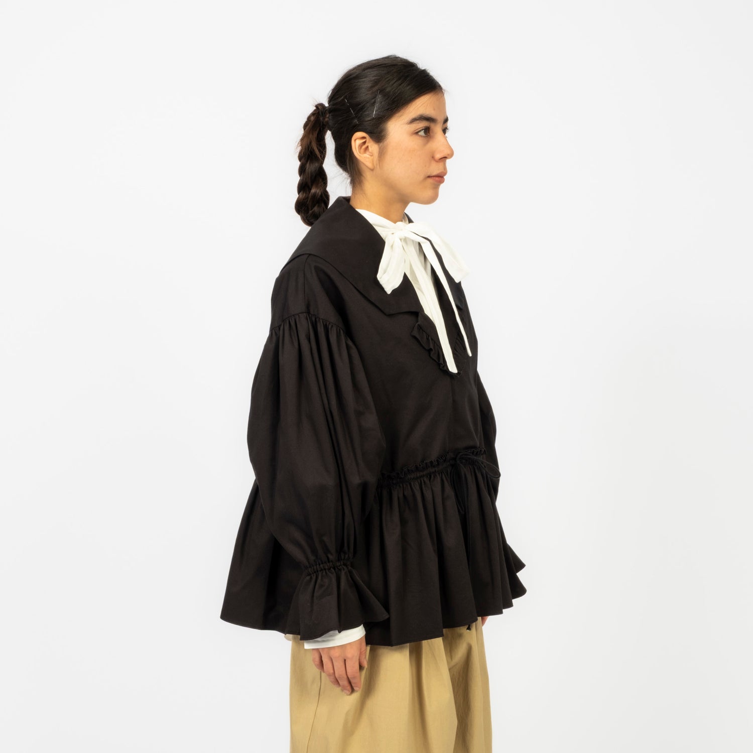 [RHODOLIRION] SINGLE TIERED SMOCK _ BLACK
