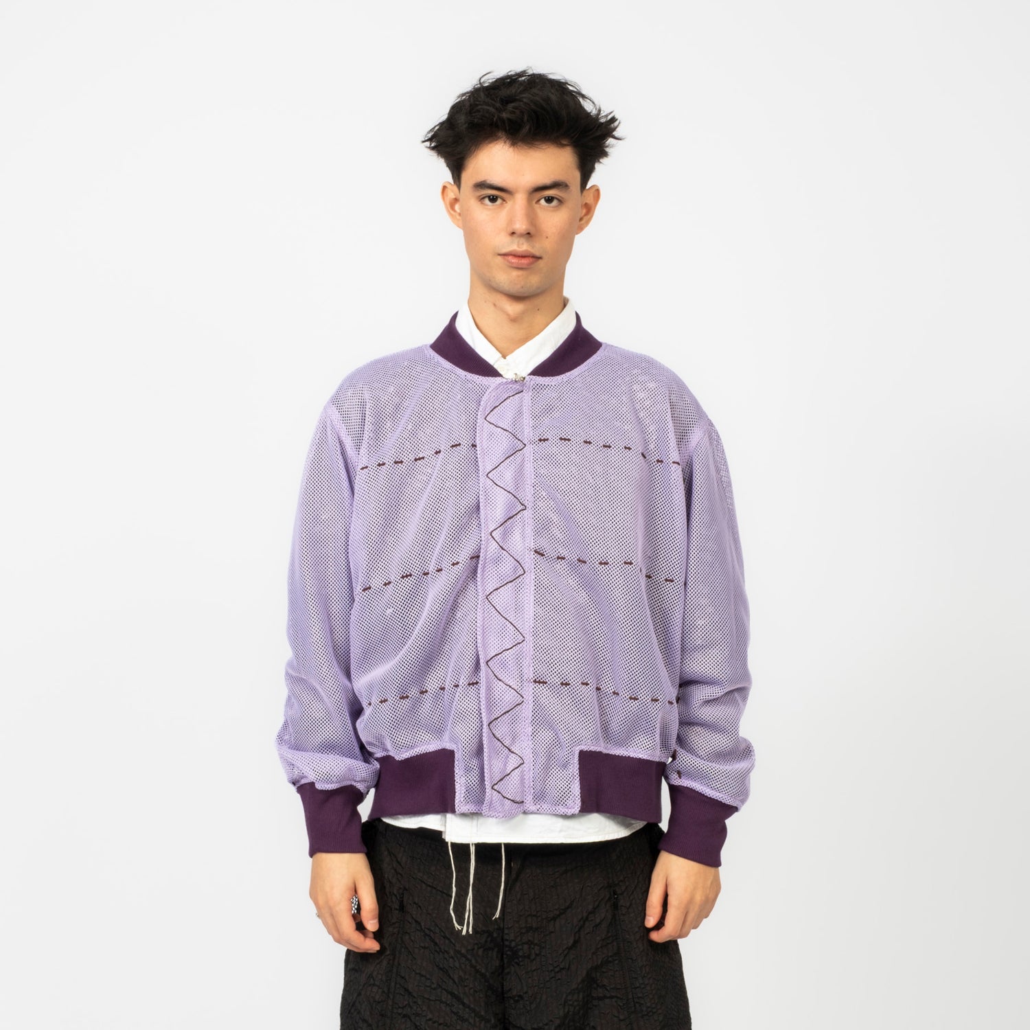[FORTUNE W.W.D.] MULTI-LAYER MESH BOMBER JACKET _ BROWN/PURPLE