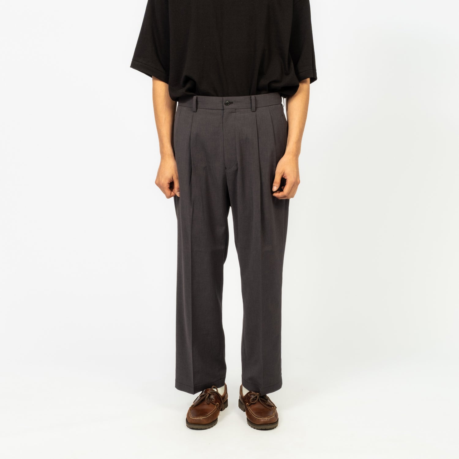 [YOKO SAKAMOTO] DOUBLE PLEATED TROUSERS _ CHARCOAL GREY