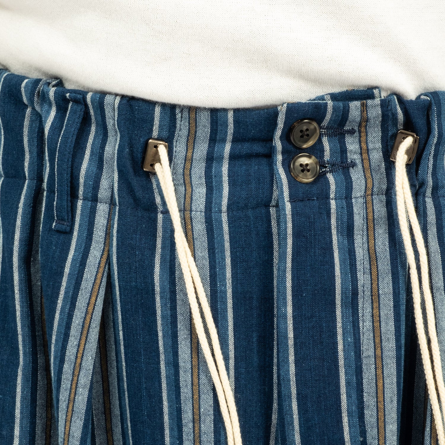 SILLAGE] BINGO KASURI CIRCULAR PANTS _ YELLOW NAVY STRIPE