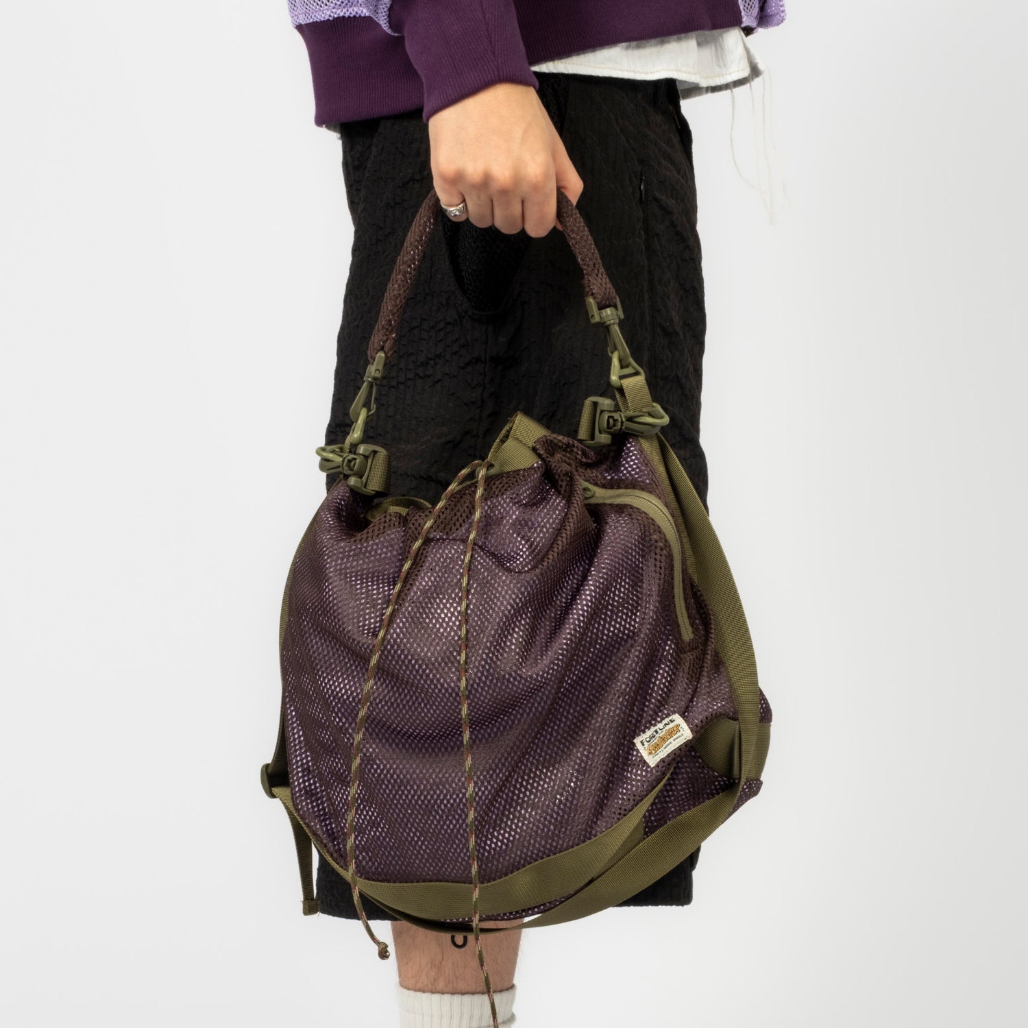 [FORTUNE W.W.D.] MESH BUCKET BAG (L) _ BROWN/PURPLE