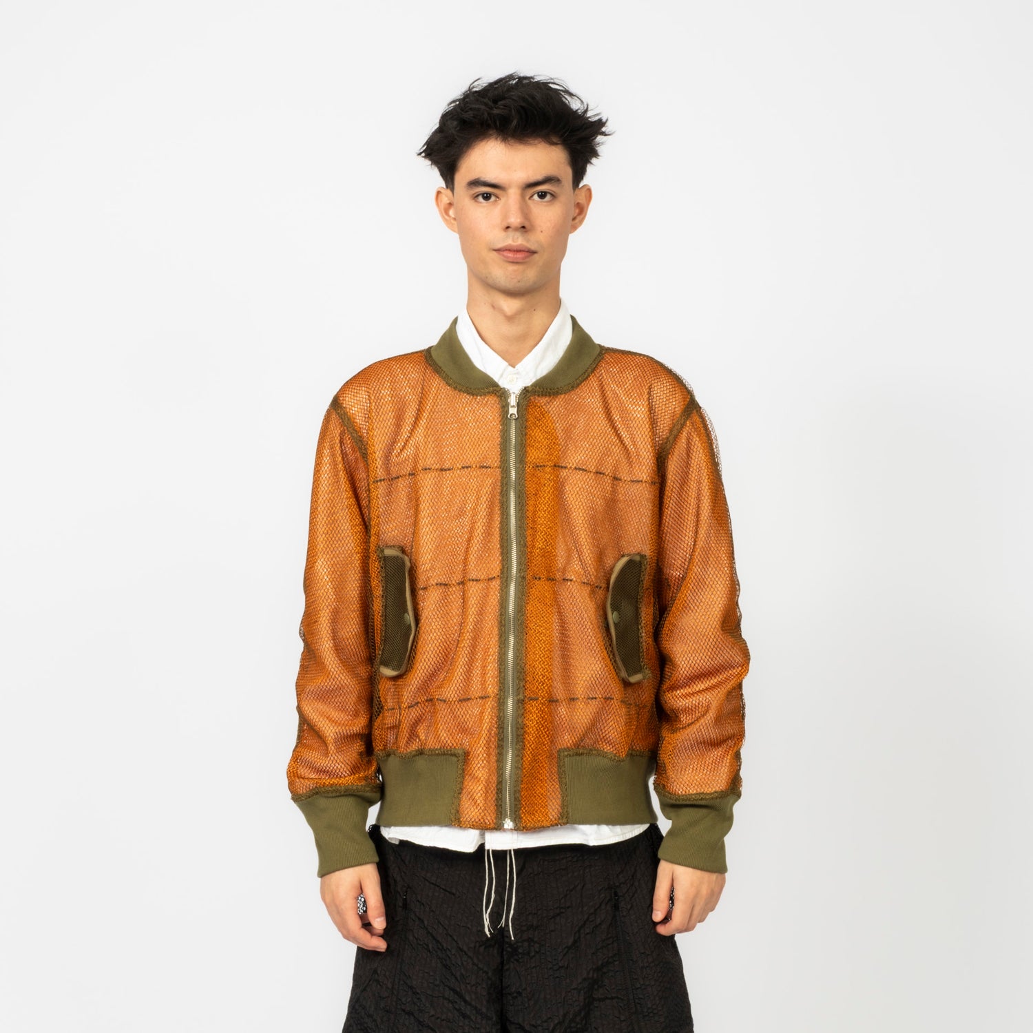 [FORTUNE W.W.D.] MULTI-LAYER MESH BOMBER JACKET _ OLIVE/ORANGE