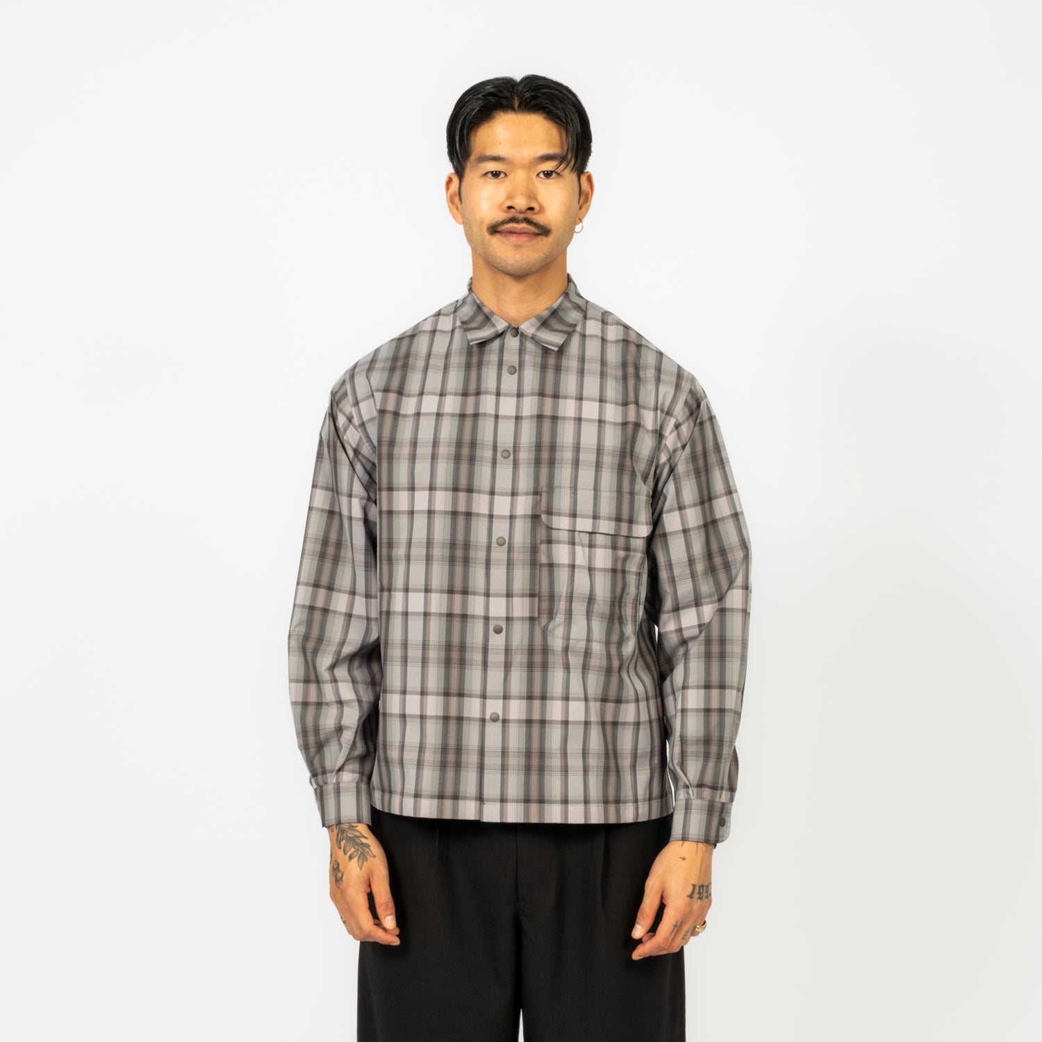 [SNOW PEAK] FADE CHECK BREEZY SHIRT _ GREIGE