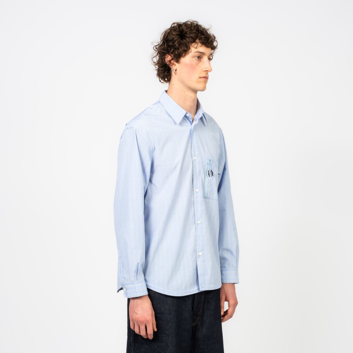 [UNAFFECTED] ZIP POCKET SHIRT _ BLUE STRIPE