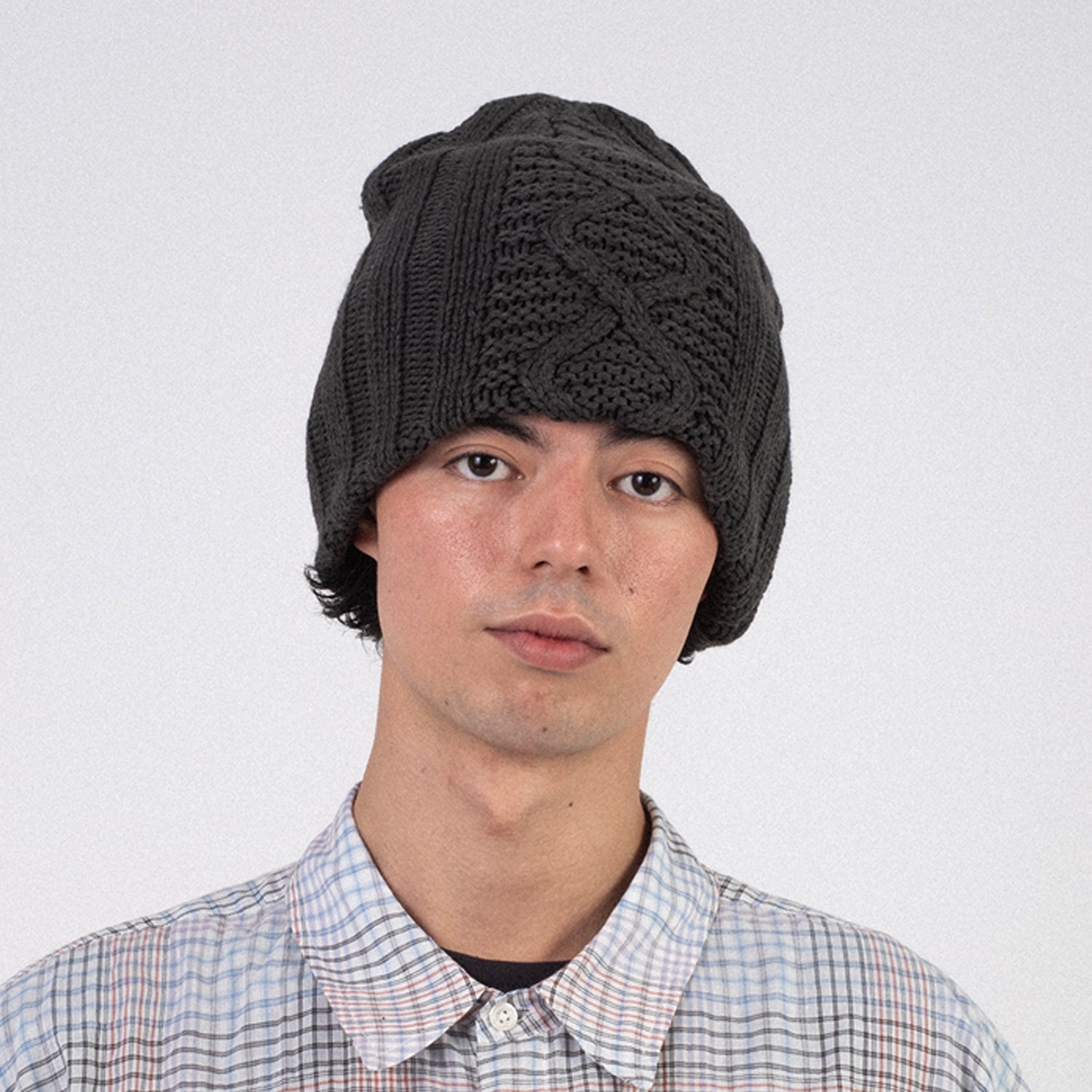 [HATCHINGROOM] JACQUARD BIG BEANIE _ CHARCOAL