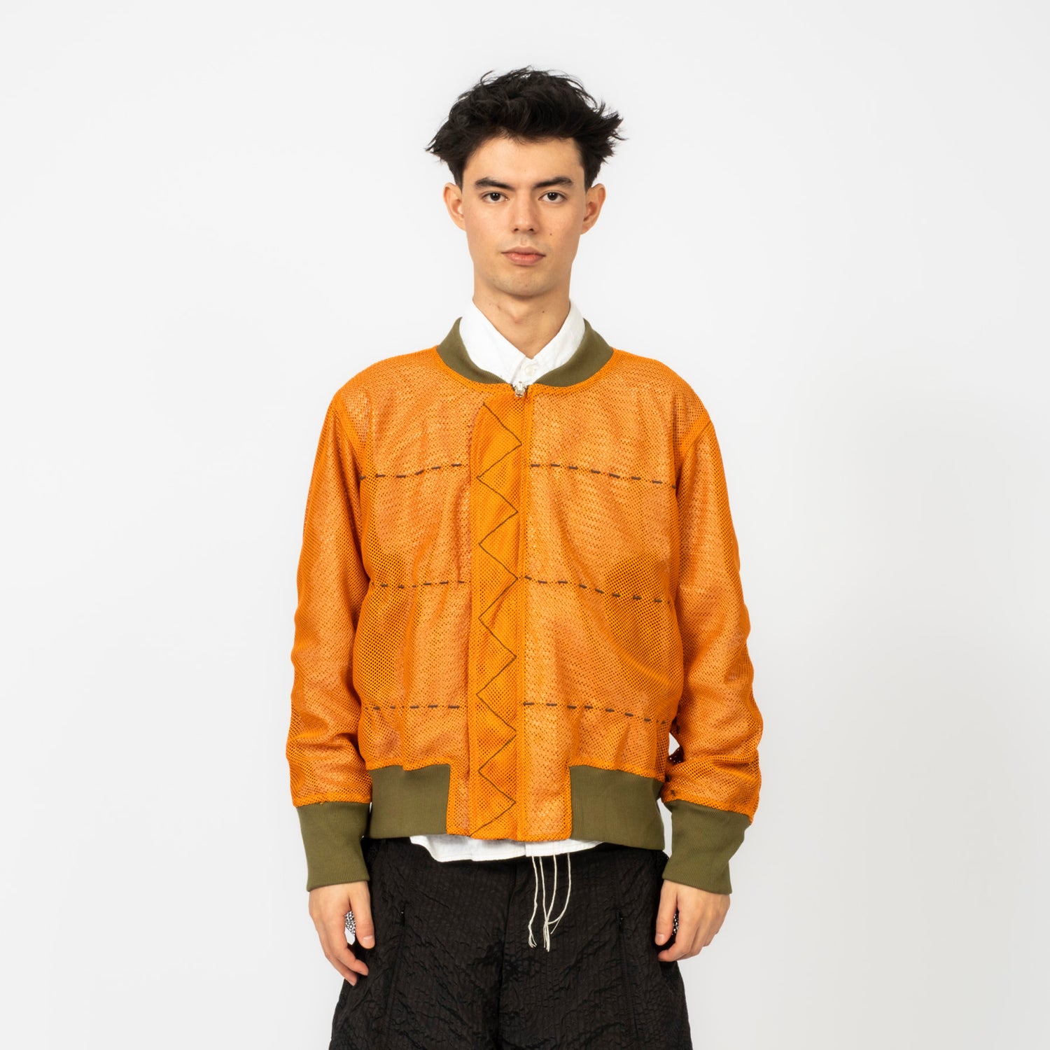 [FORTUNE W.W.D.] MULTI-LAYER MESH BOMBER JACKET _ OLIVE/ORANGE