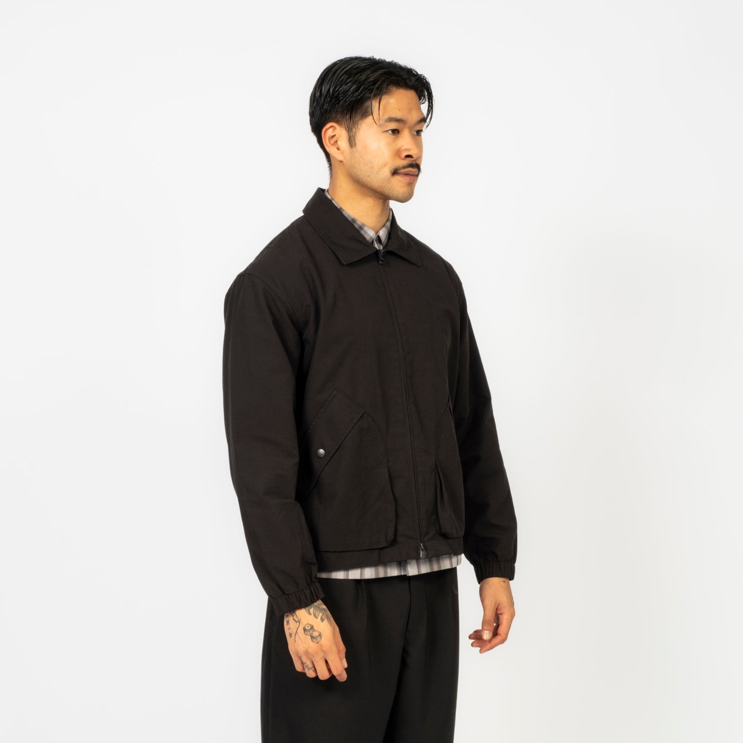 [SNOW PEAK] LIGHT DOBBY CLOTH HARRINGTON JK _ BLACK