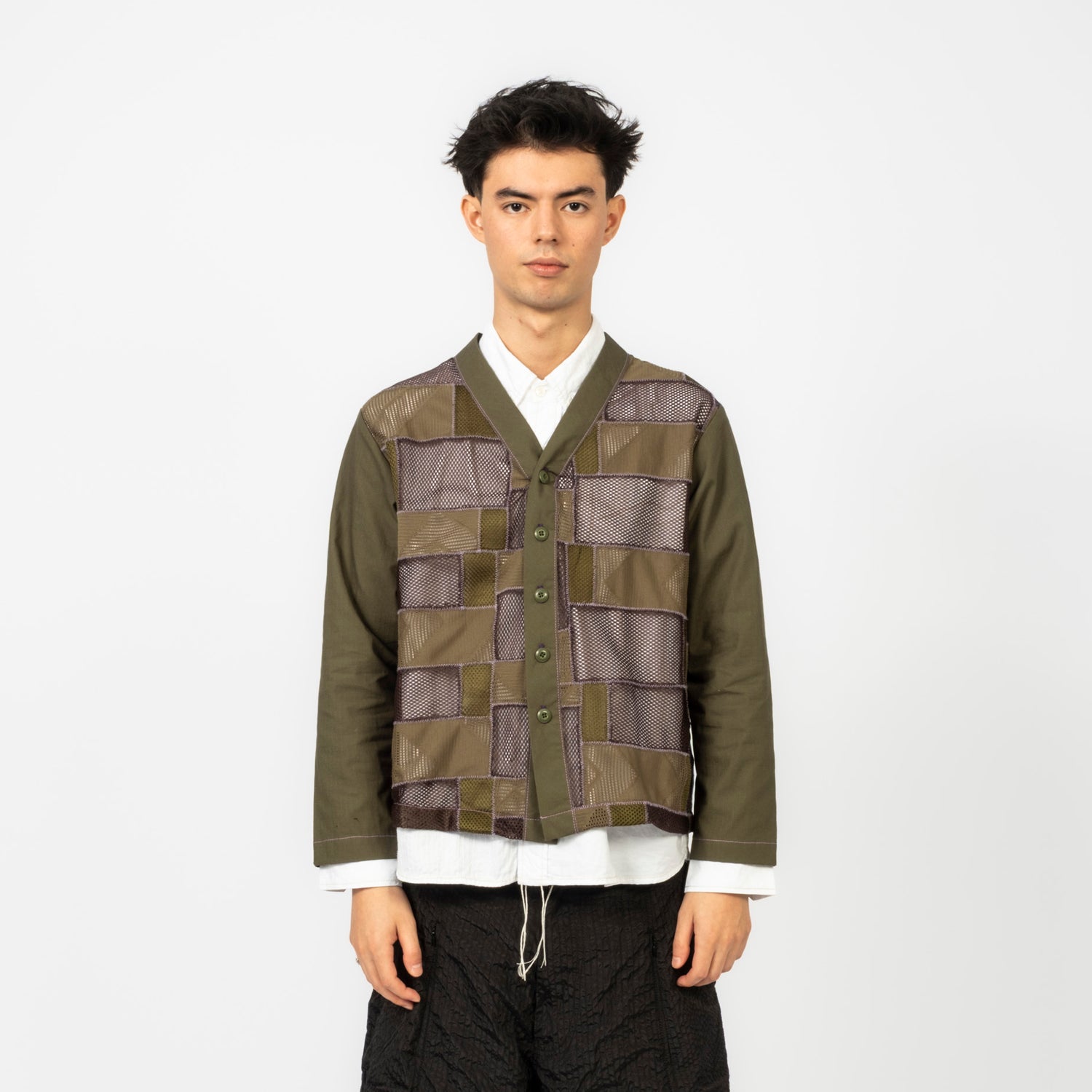 [FORTUNE W.W.D.] MESH PATCHWORK L/S OVERSHIRT _ OLIVE