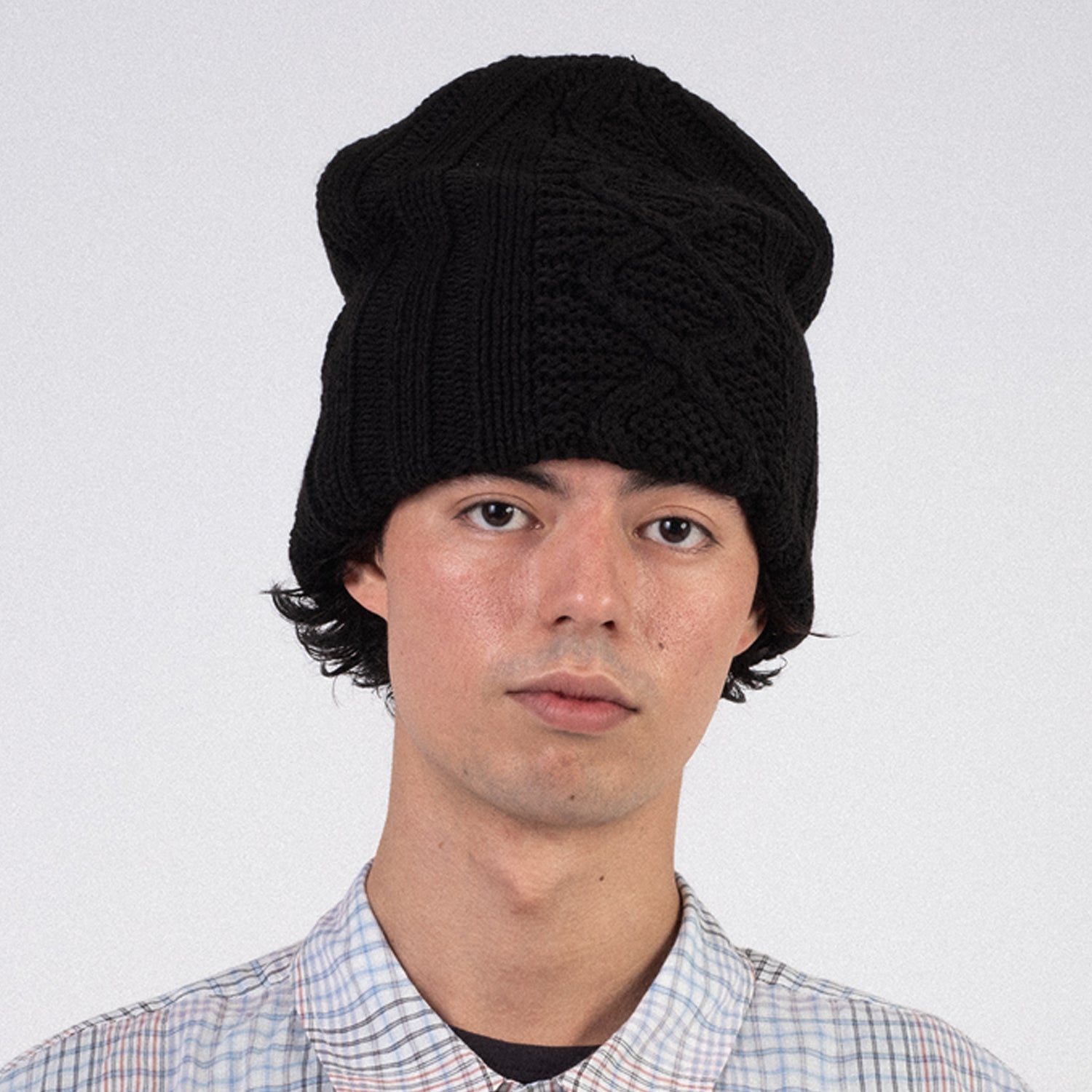 [HATCHINGROOM] JACQUARD BIG BEANIE _ BLACK