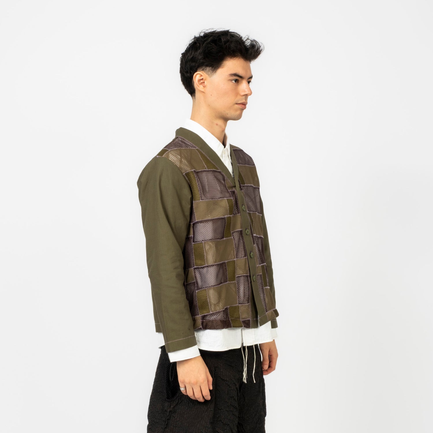 [FORTUNE W.W.D.] MESH PATCHWORK L/S OVERSHIRT _ OLIVE