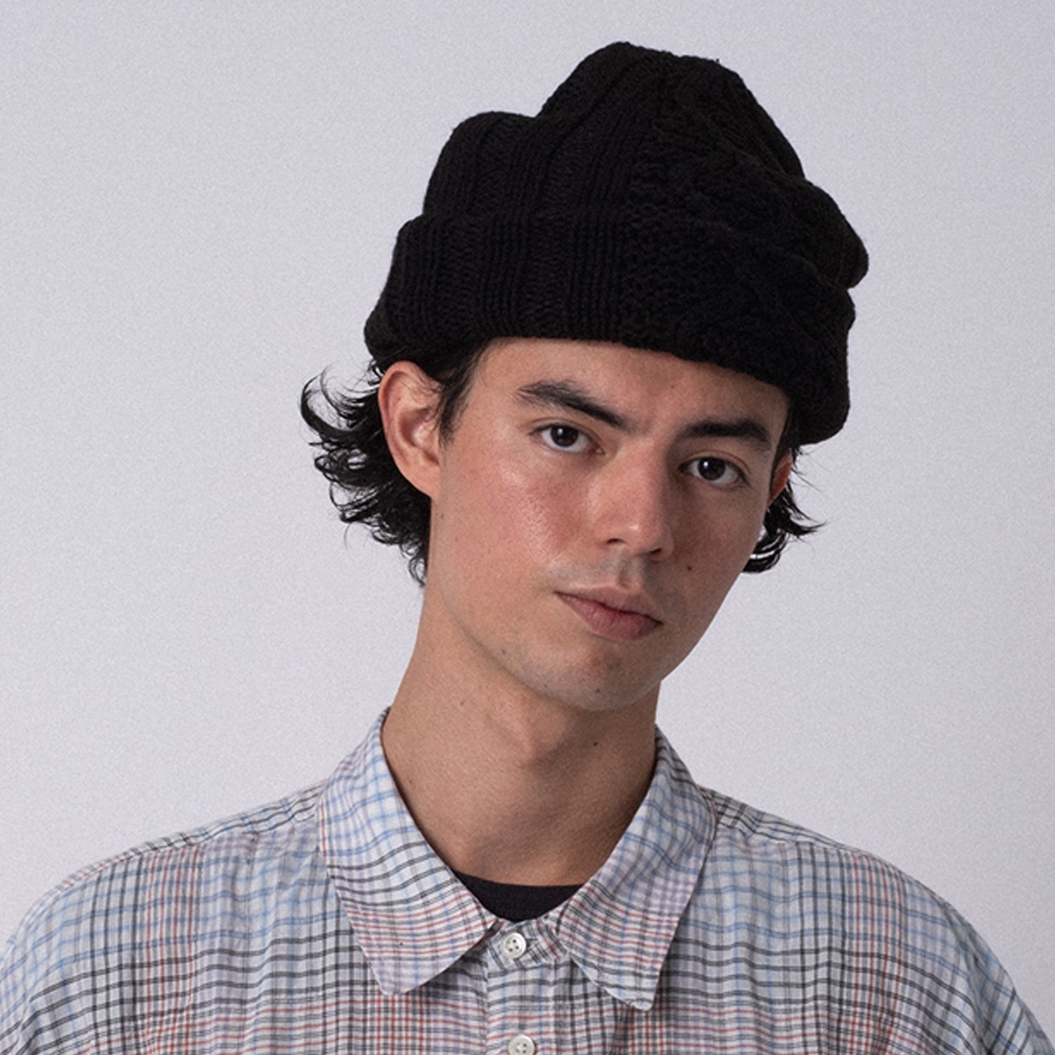 [HATCHINGROOM] JACQUARD BIG BEANIE _ BLACK