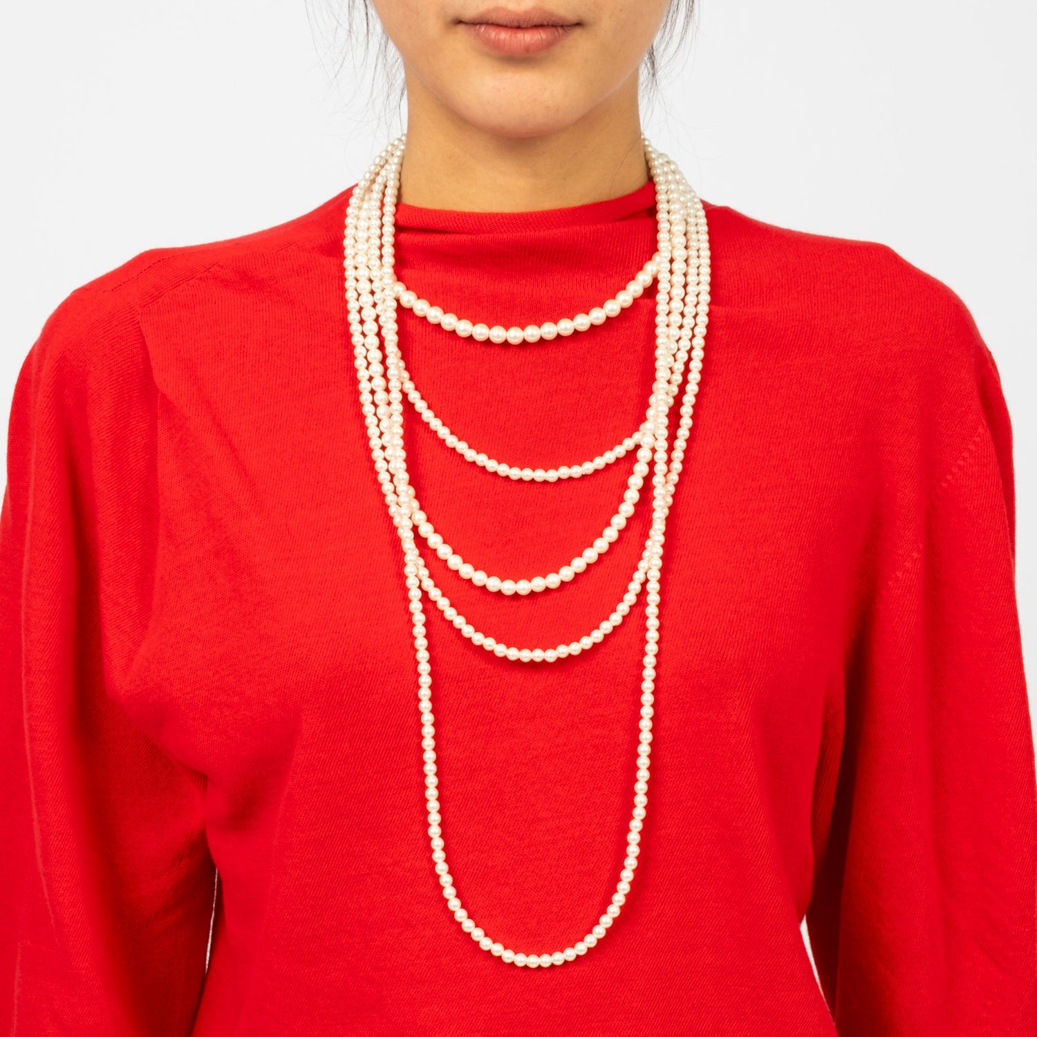 [RHODOLIRION] MULTI LONG NECKLACE WHITE BEADS _ NATURAL