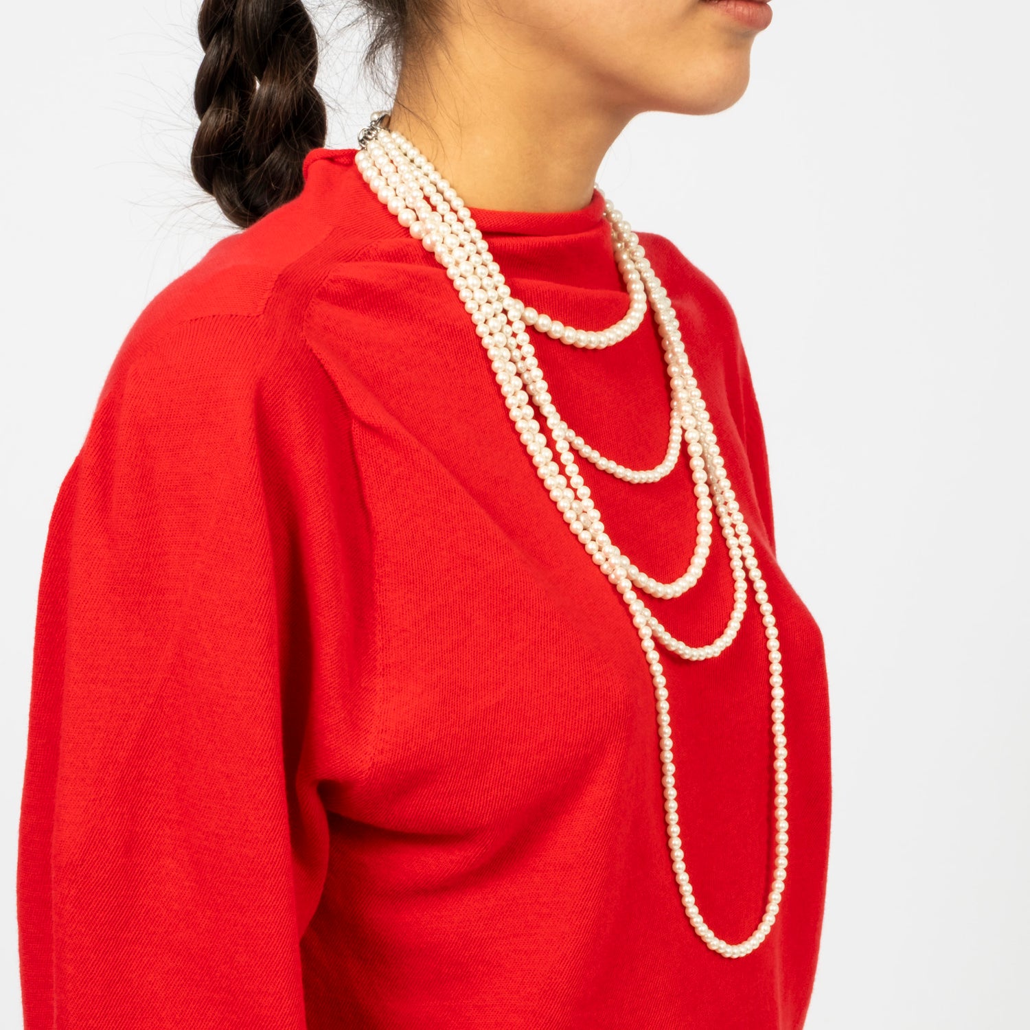 [RHODOLIRION] MULTI LONG NECKLACE WHITE BEADS _ NATURAL