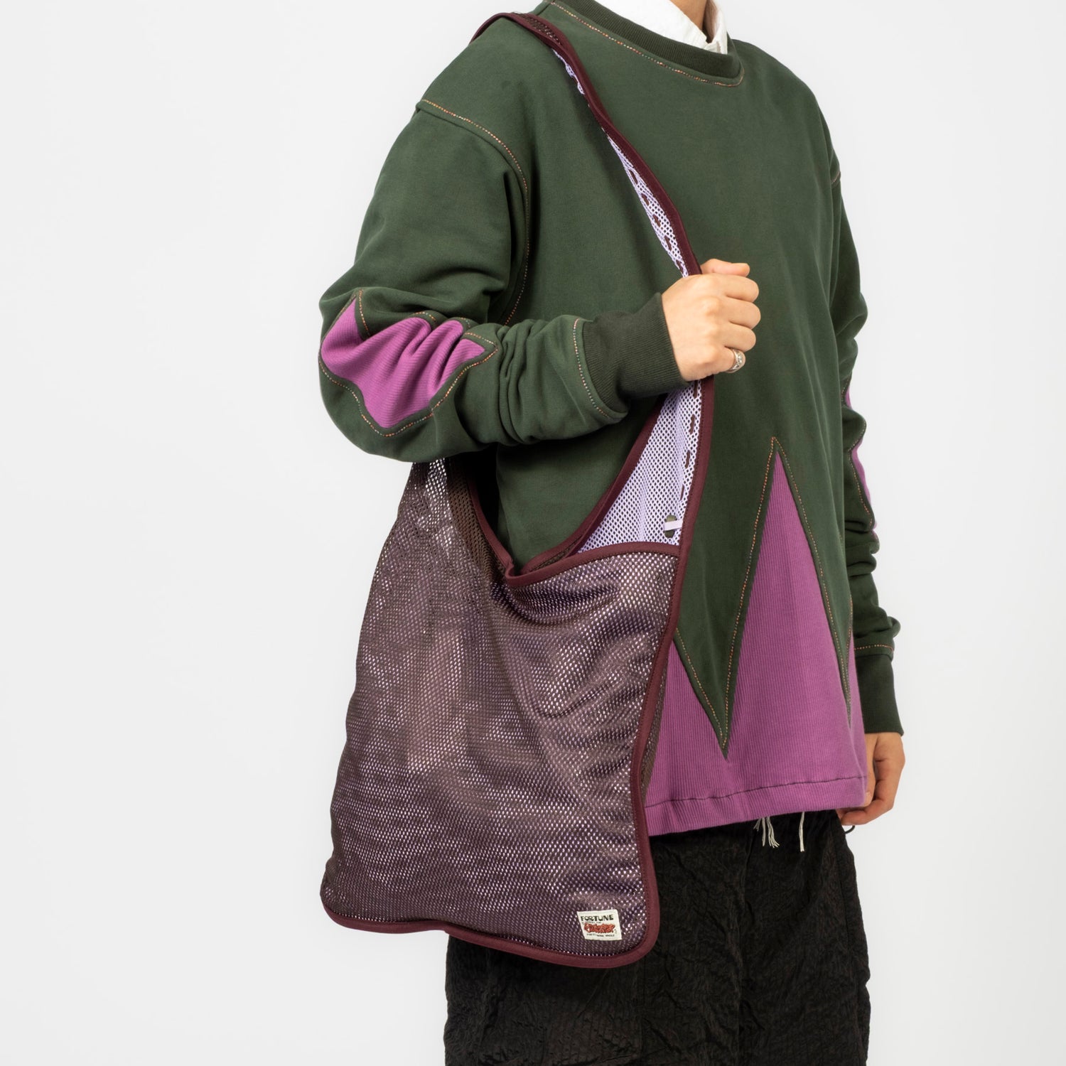 [FORTUNE W.W.D.] ADJUSTABLE MESH SHOPPER BAG _ BROWN/PURPLE