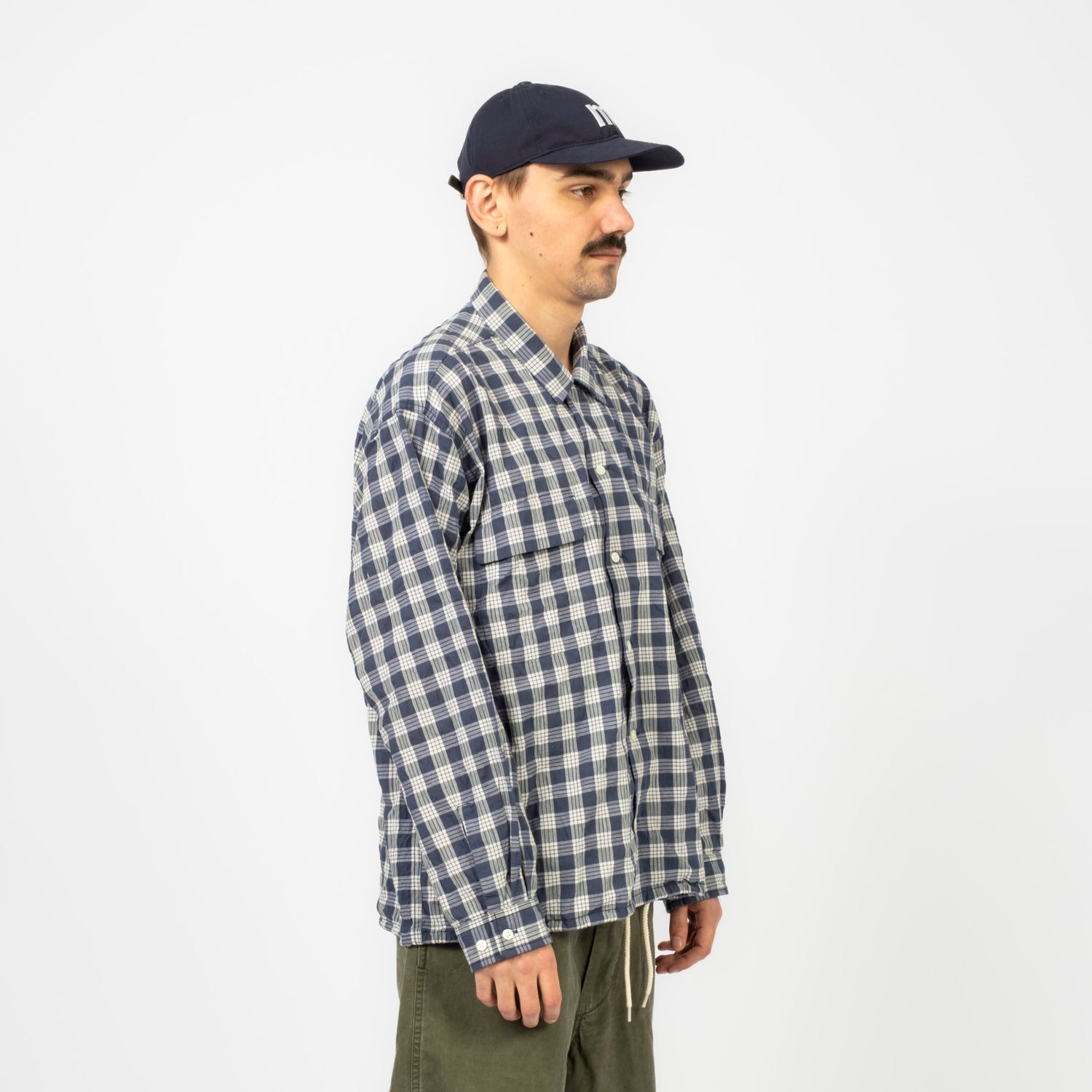 [NANAMICA] PALAKA CHECK SHIRT _ NAVY