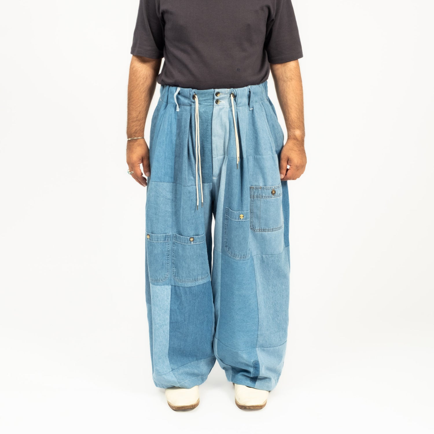 [SILLAGE] CIRCULAR PANTS VINTAGE DENIM SHIRTS _ FIVE