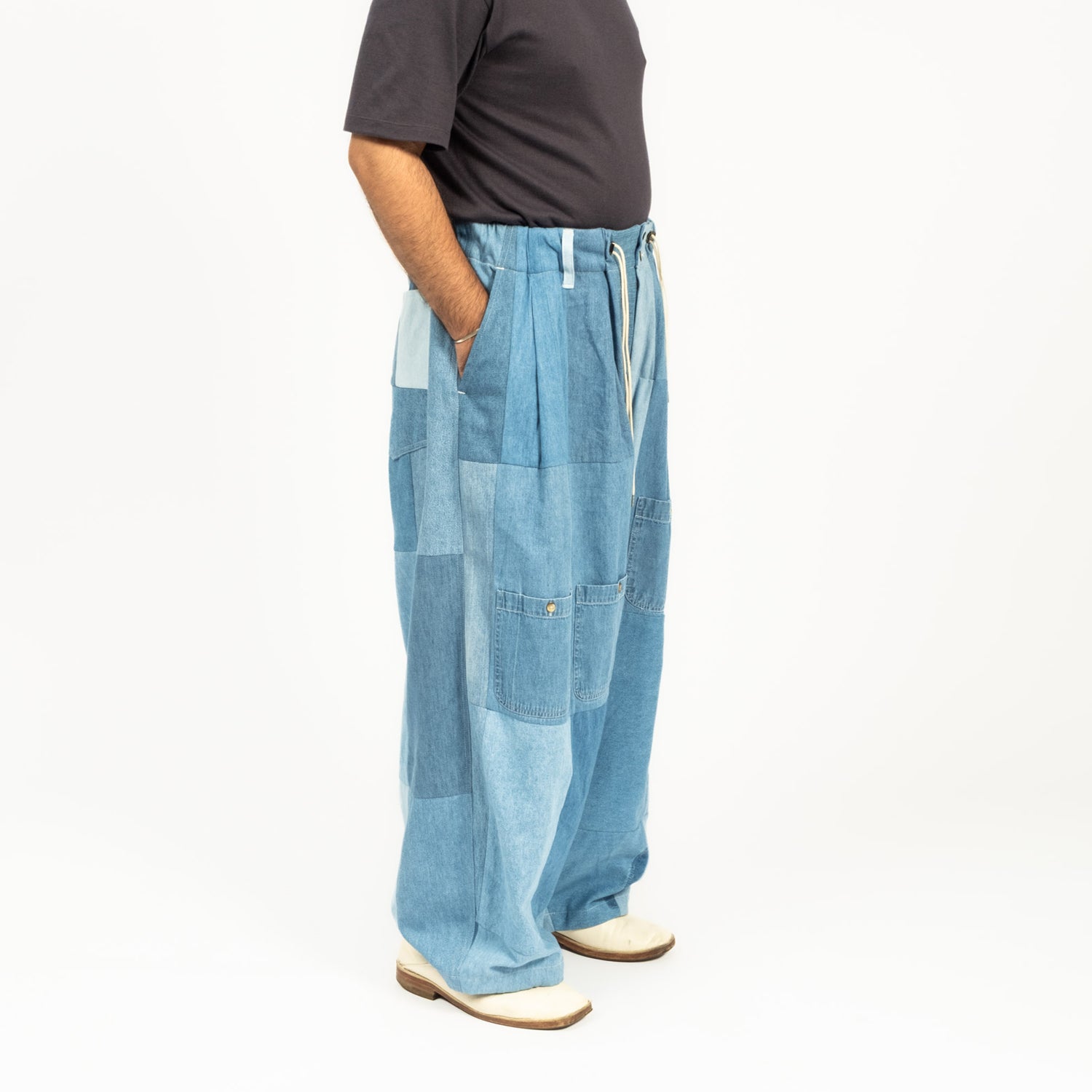 [SILLAGE] CIRCULAR PANTS VINTAGE DENIM SHIRTS _ FIVE