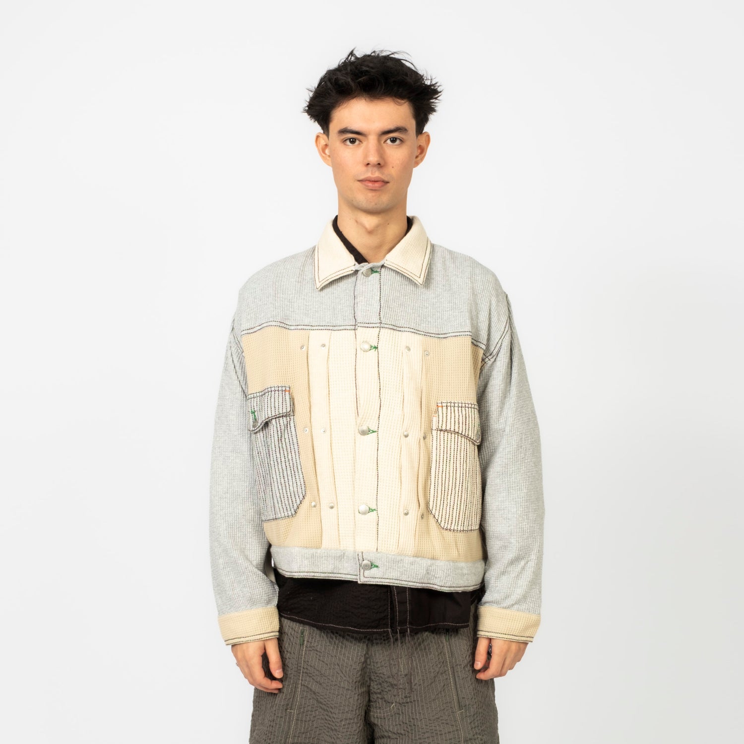 [FORTUNE W.W.D.] TYPE II WAFFLE TRUCKER JACKET _ CREAM MIXED