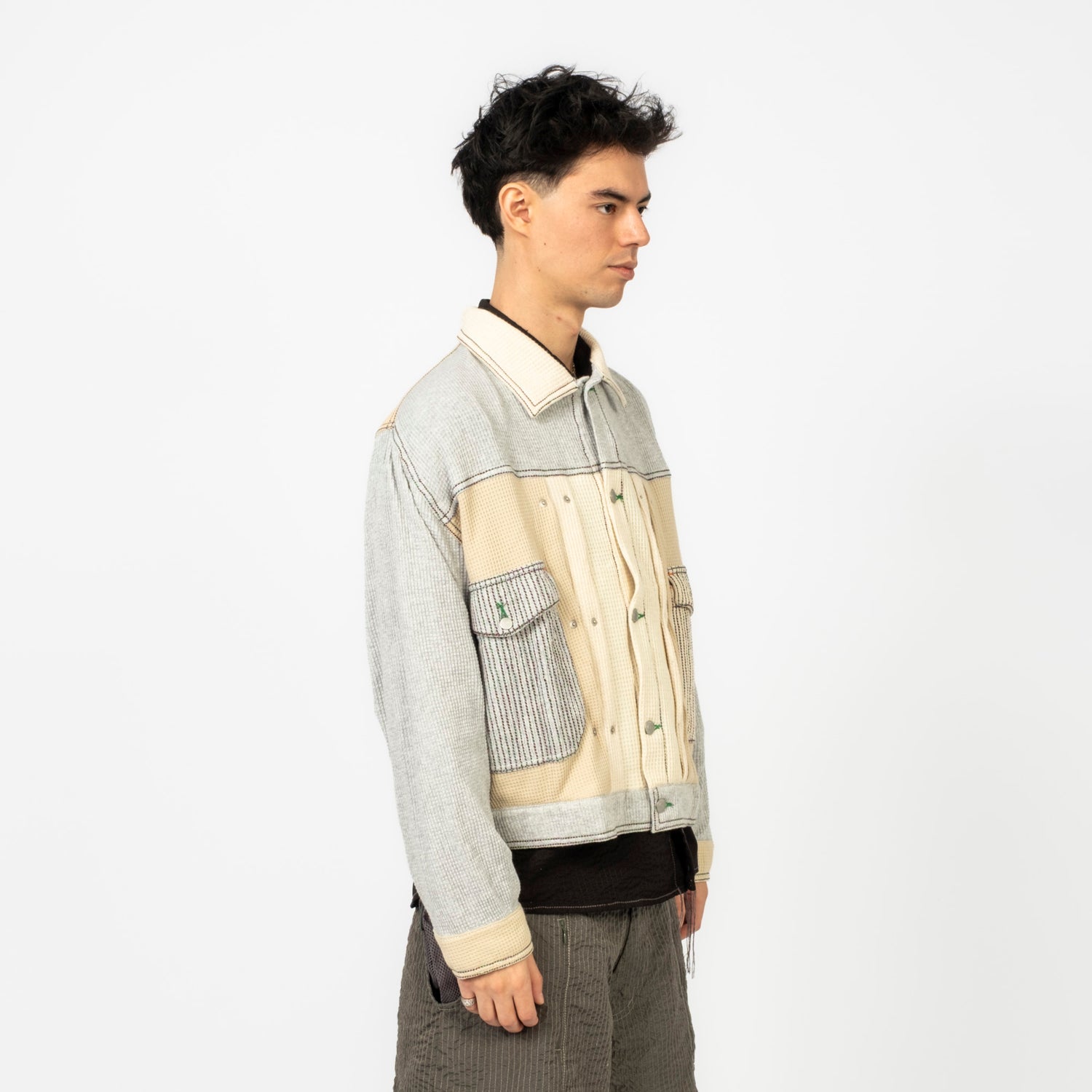 [FORTUNE W.W.D.] TYPE II WAFFLE TRUCKER JACKET _ CREAM MIXED
