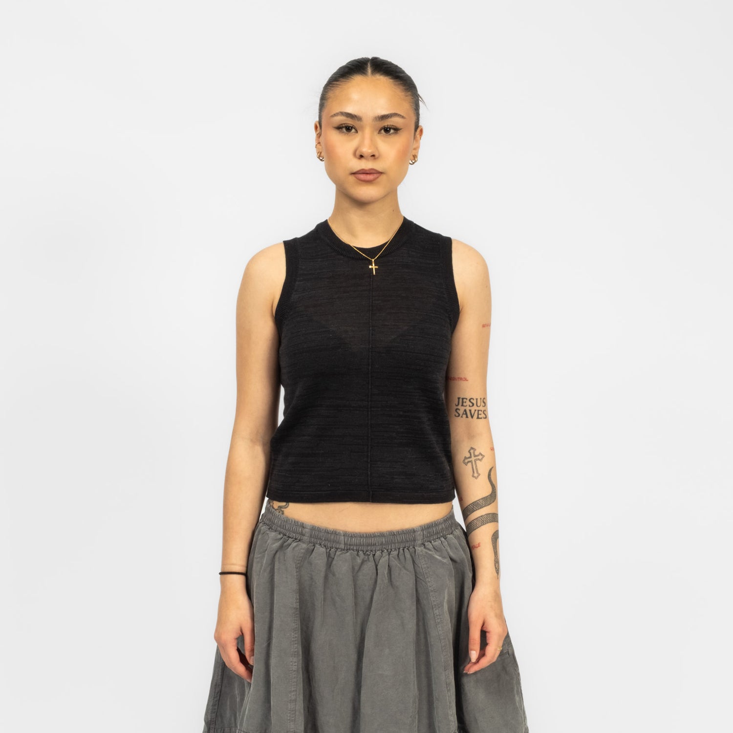 [YMC] DOT KNIT VEST _ BLACK MARL