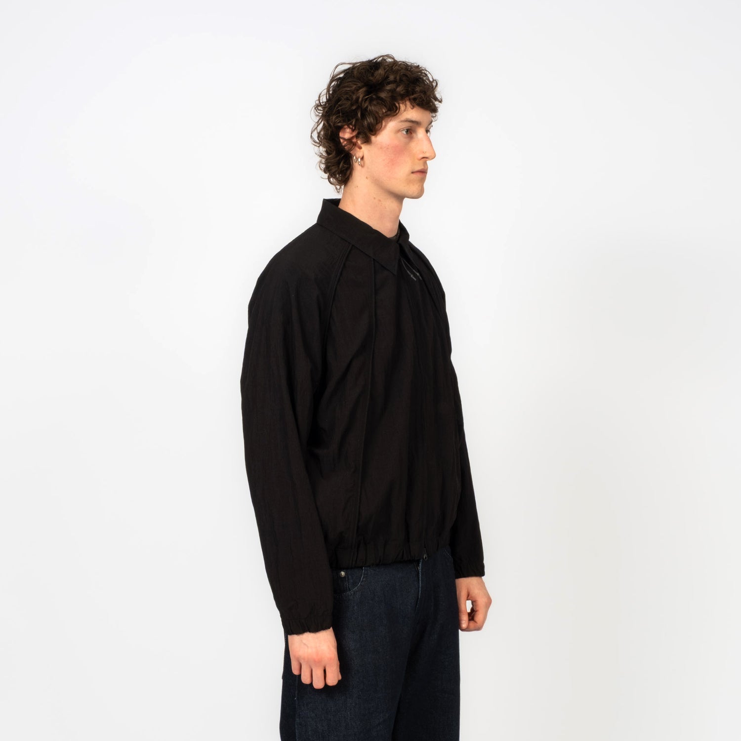 [UNAFFECTED] PIPED ZIP UP JACKET _ BLACK