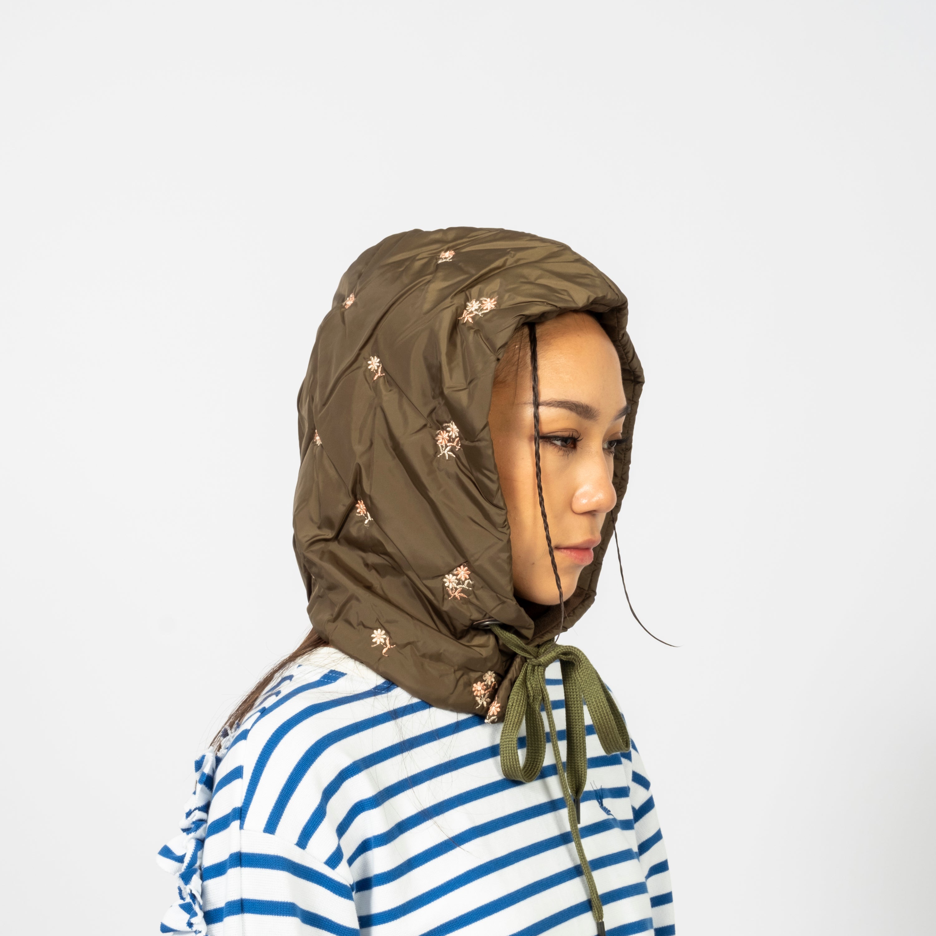 [RHODOLIRION] PADDED HOODY SCARF _ OLIVE