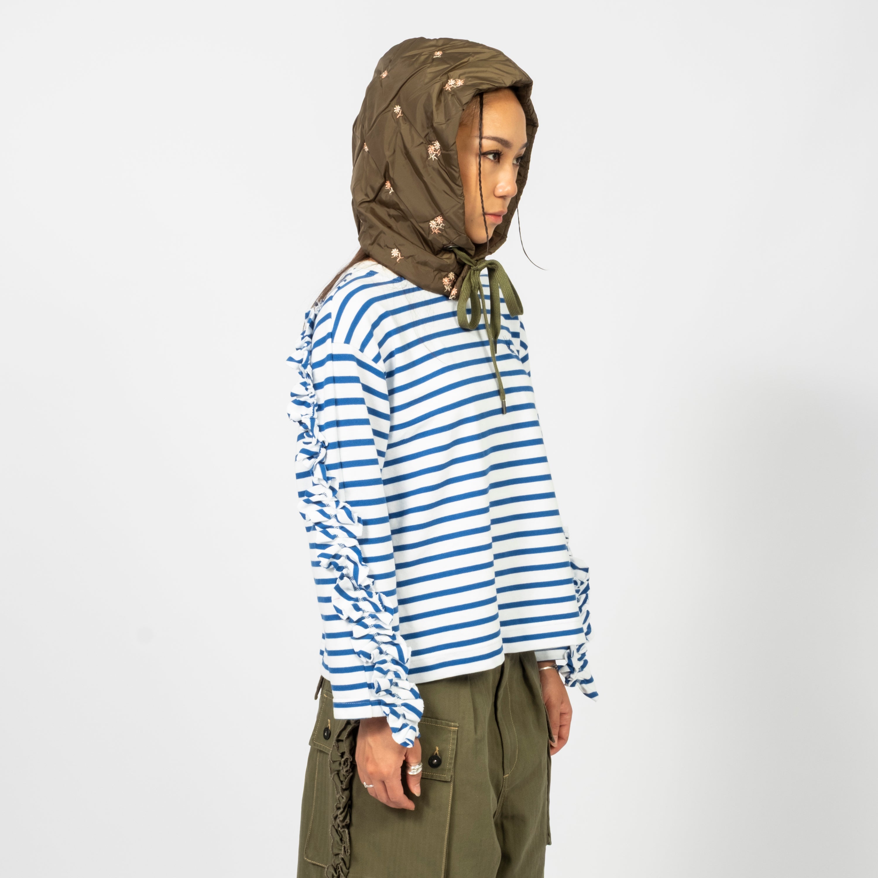 [RHODOLIRION] SWALLOW FRILL BASQUE SHIRT _ STRIPE