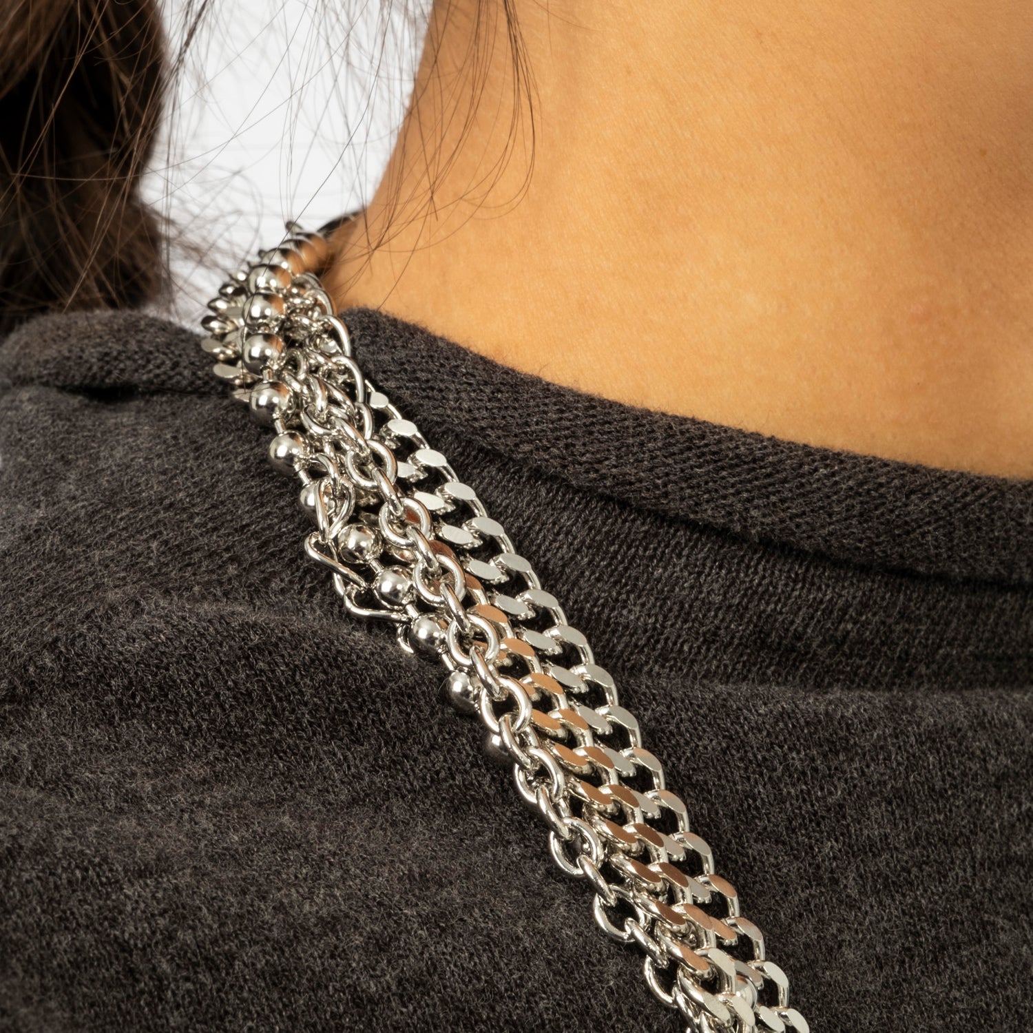 RHODOLIRION] MULTI LONG NECKLACE _ SILVER