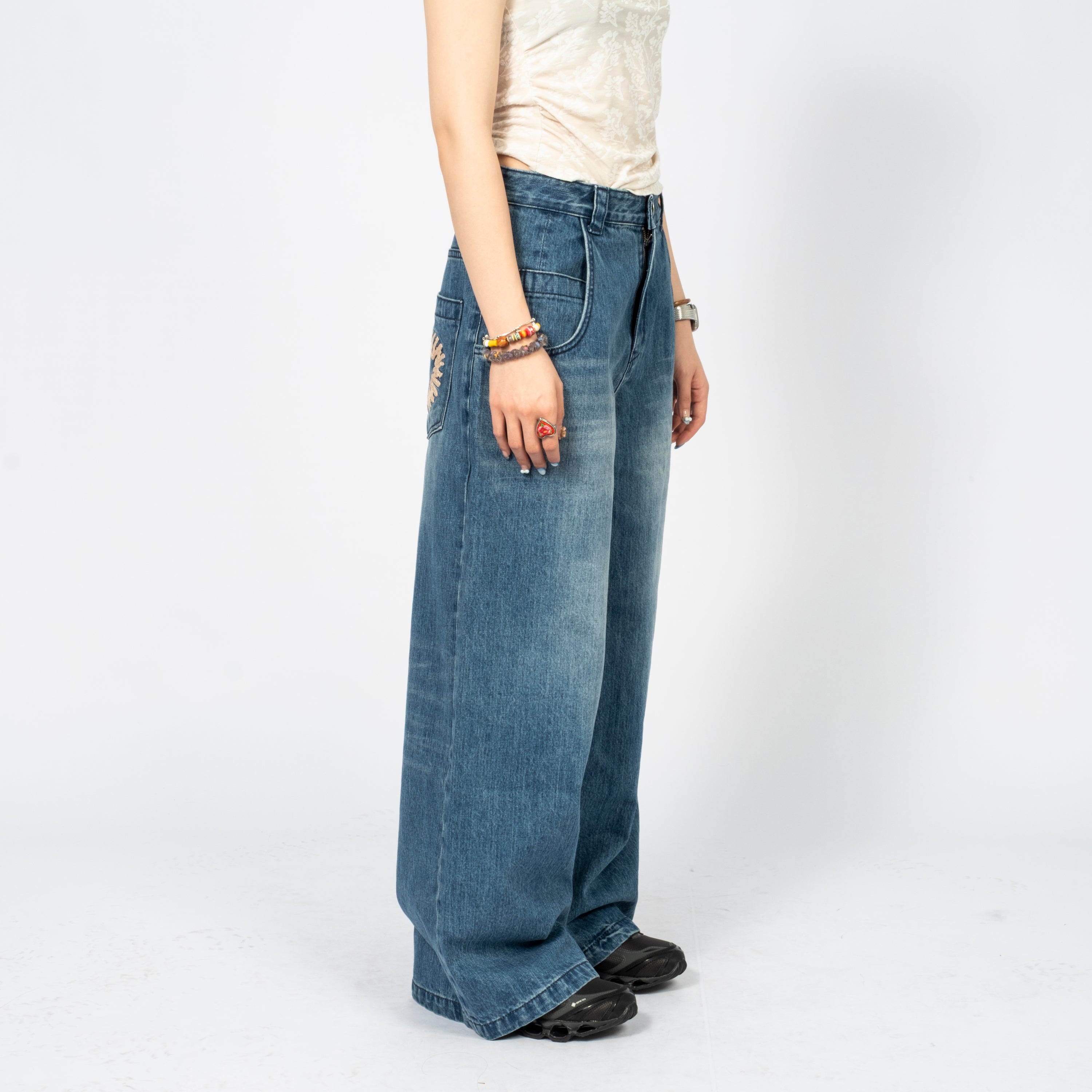 [999HUMANITY] BIG POCKET BAGGY JEANS _ MEDIUM BLUE