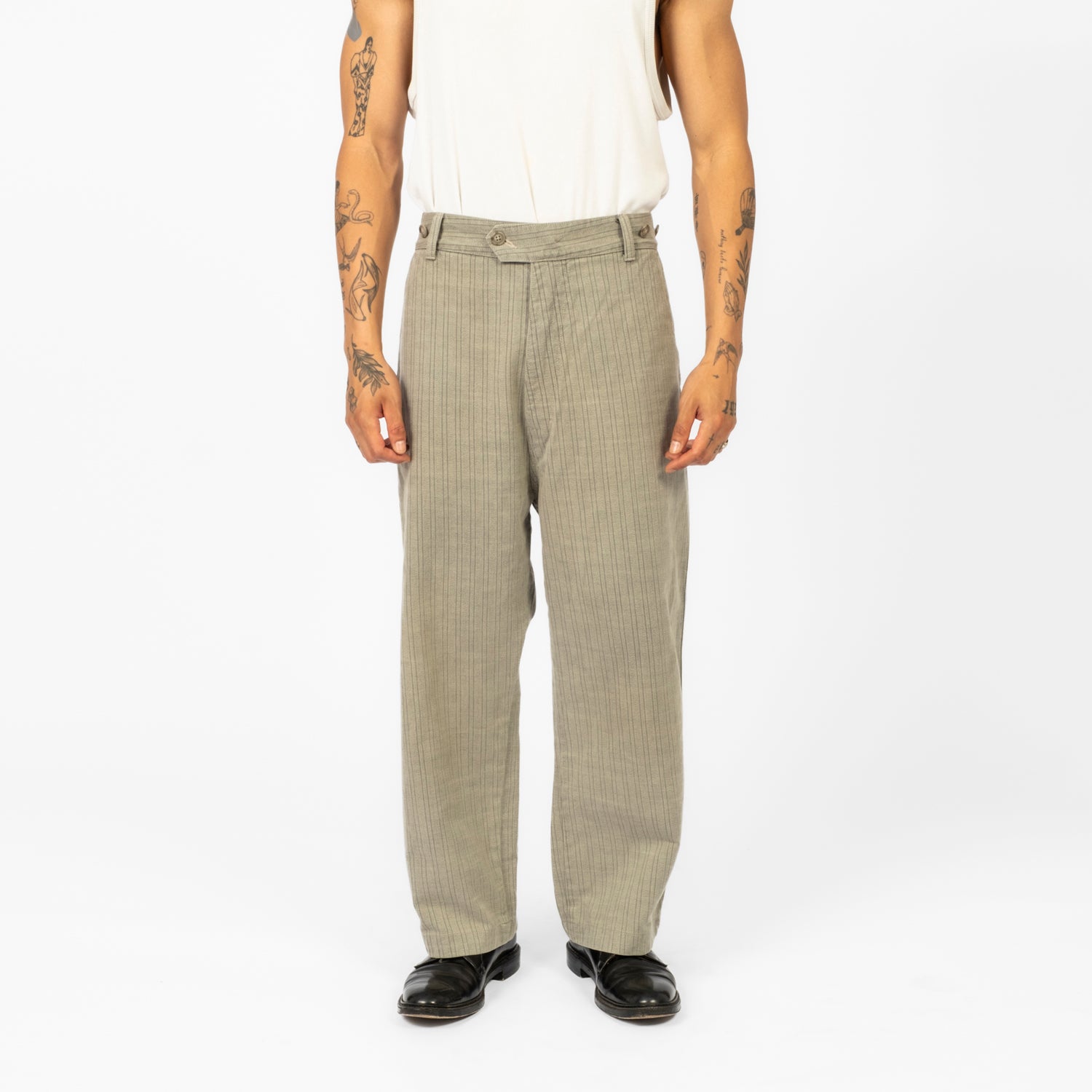 [PORTER CLASSIC] FADED STRIPE FATTY PANTS _ GREY