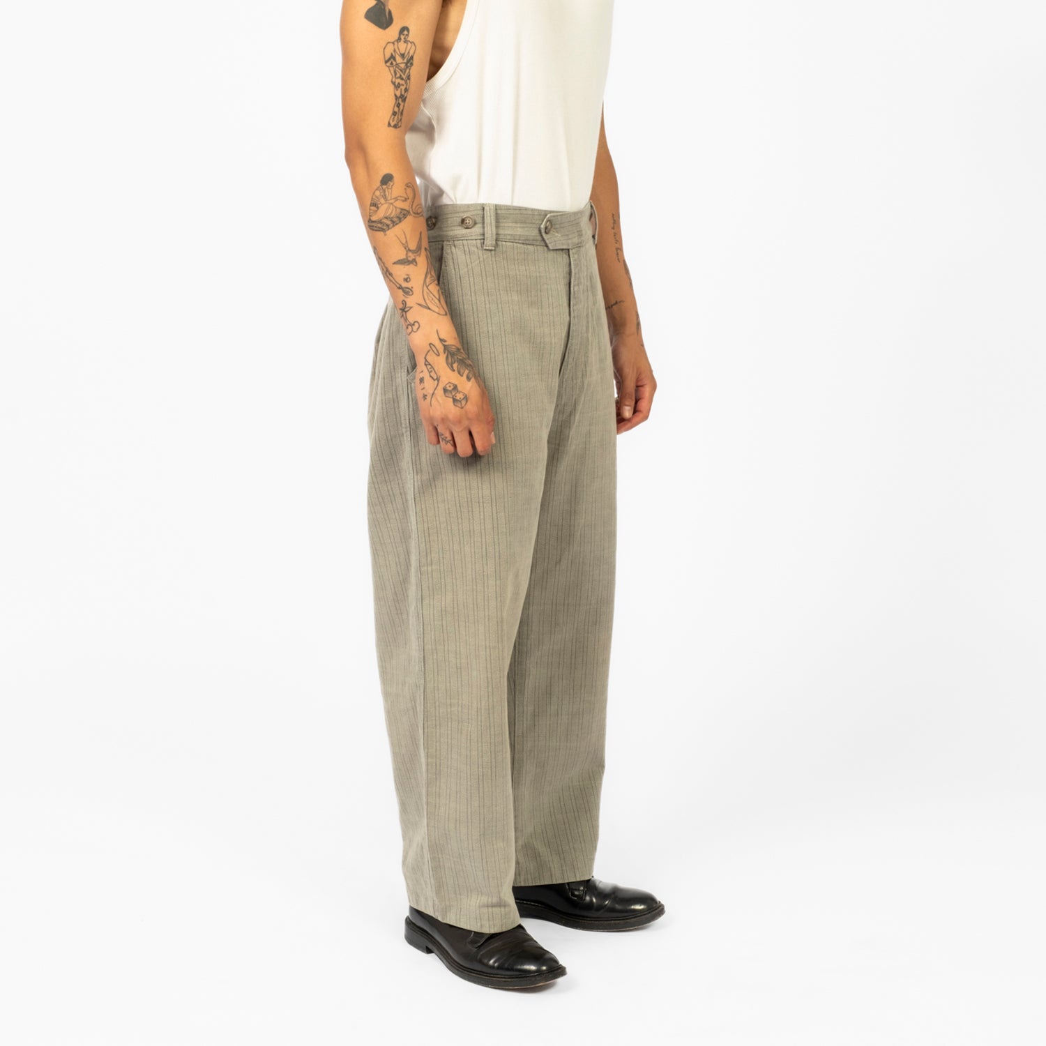[PORTER CLASSIC] FADED STRIPE FATTY PANTS _ GREY
