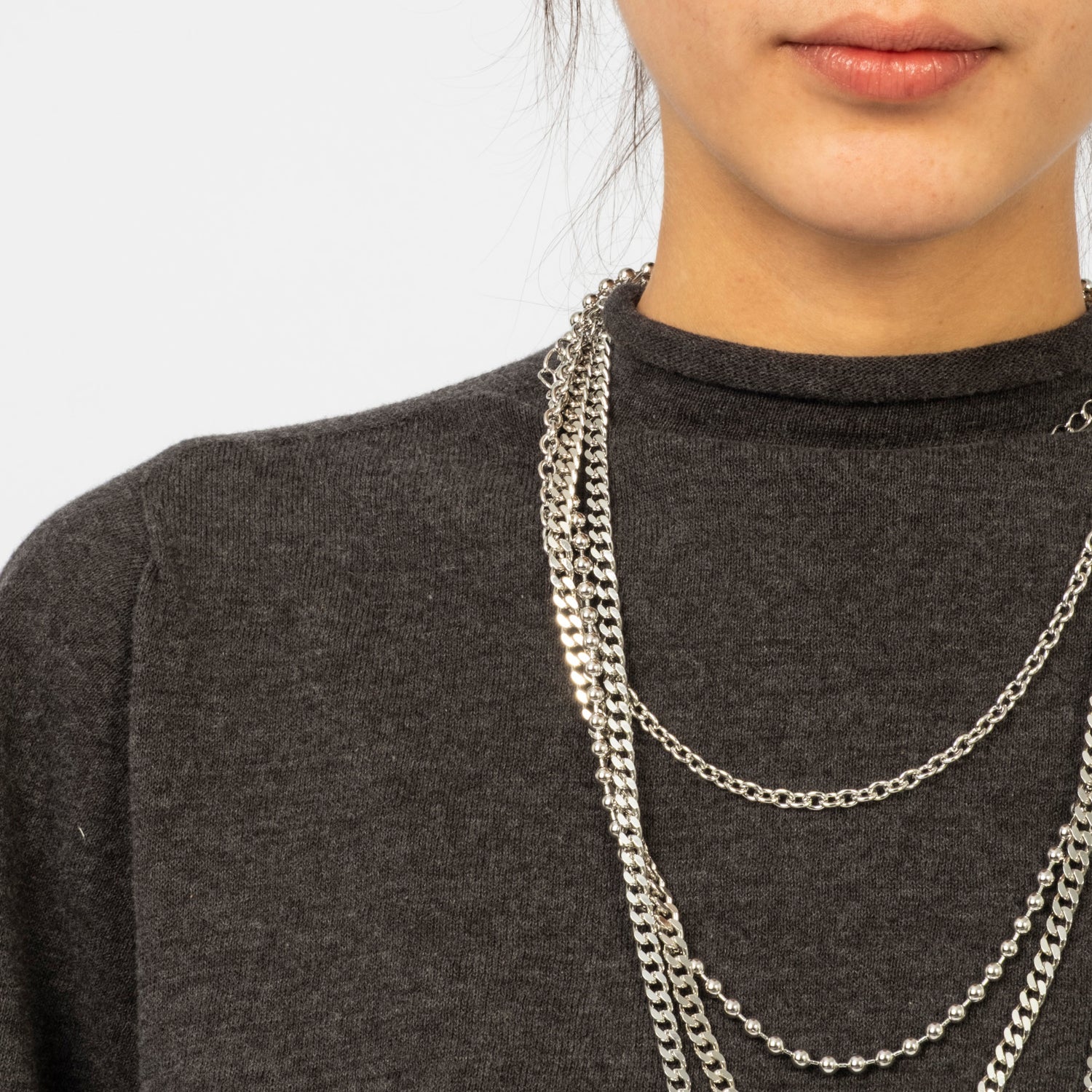 アクセサリー Rhodolirion Multi Long Neckless RHODOLIRION] MULTI LONG NECKLACE _ SILVER