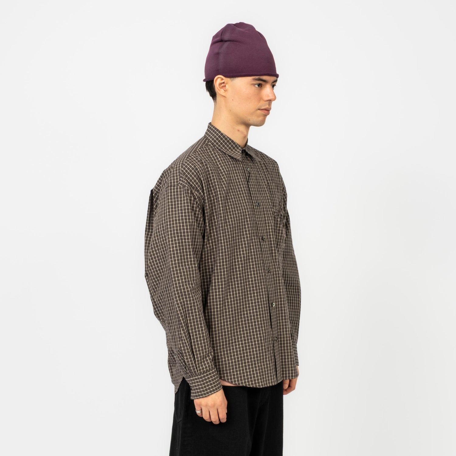 [REFOMED] RESH-027 WRIST PATCH SLOUCH SHIRT "CHECK" _ NAVY