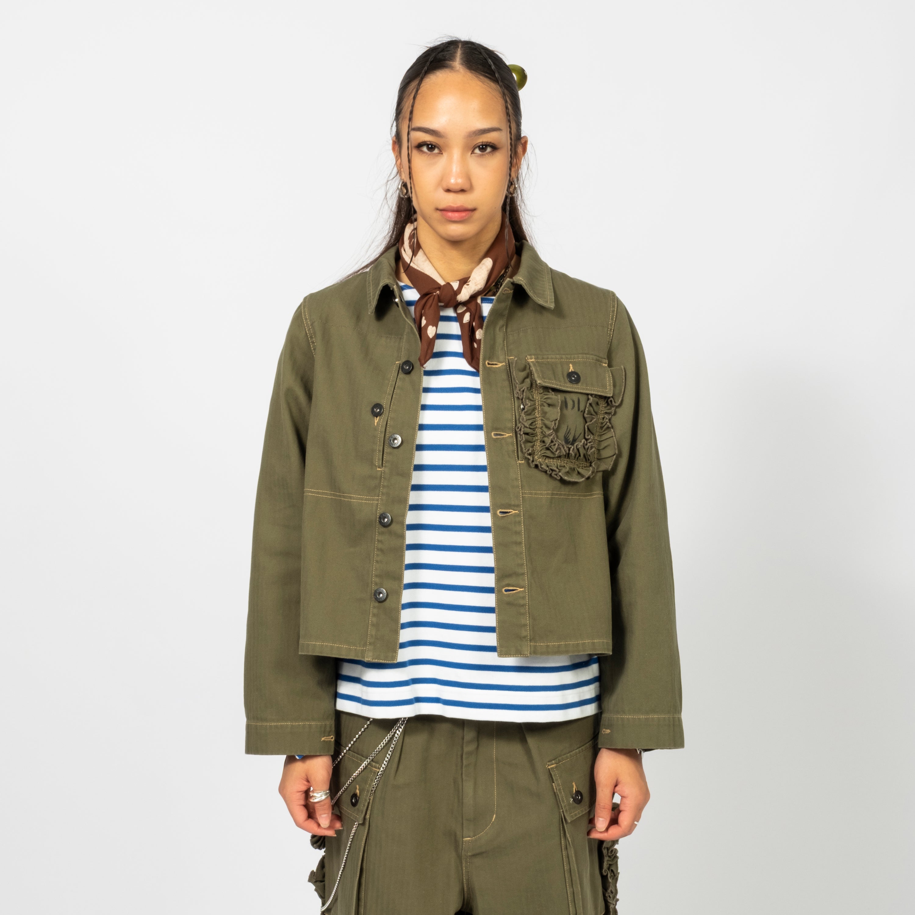 [RHODOLIRION] UTILITY JACKET HERRINGBONE _ OLIVE