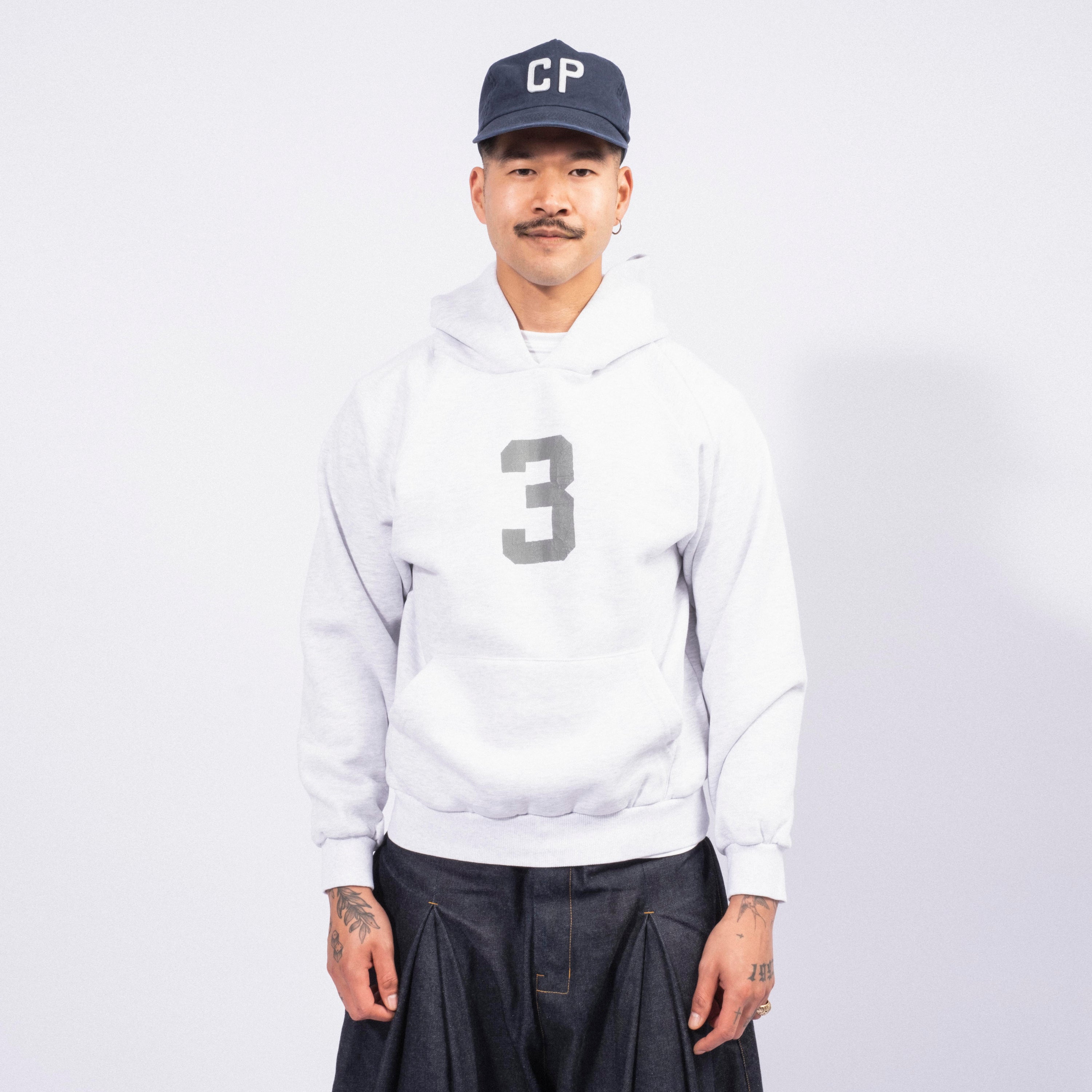 [COLLECT PIECES] 3 RL HOODIE _ MELANGE WHITE
