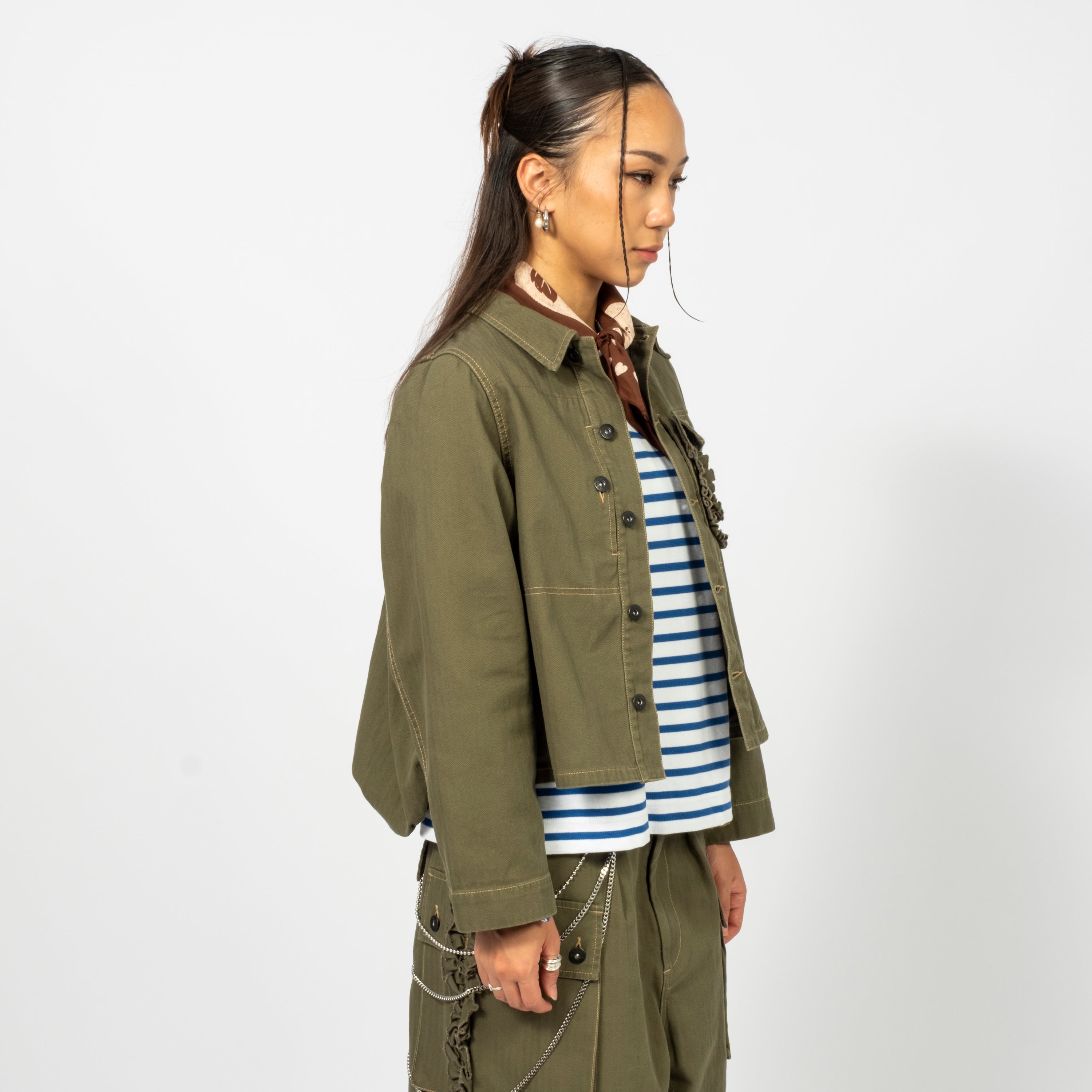 [RHODOLIRION] UTILITY JACKET HERRINGBONE _ OLIVE