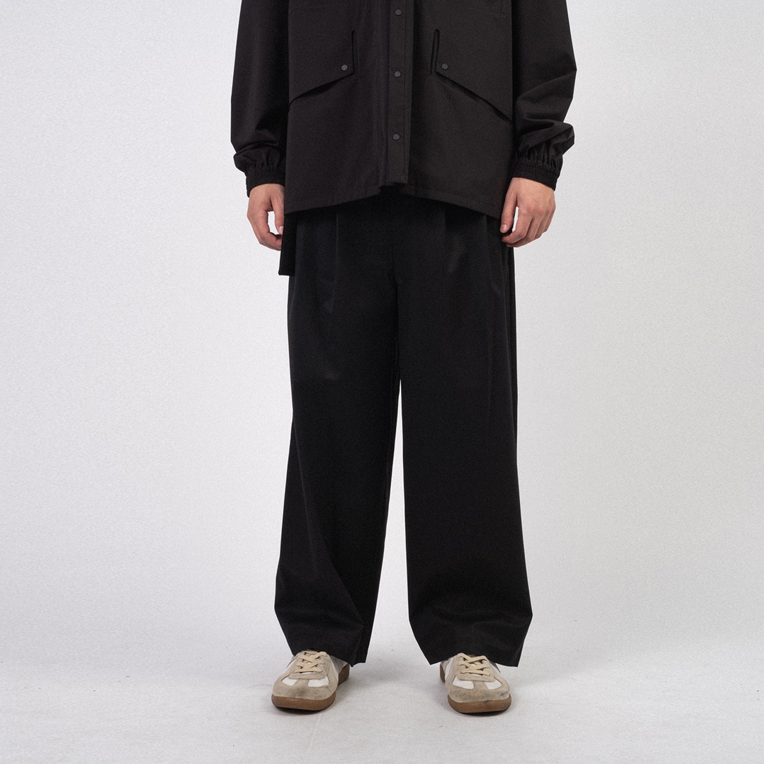 [F/CE] WATERPROOF TECH WOOL WIDE PANTS _ BLACK