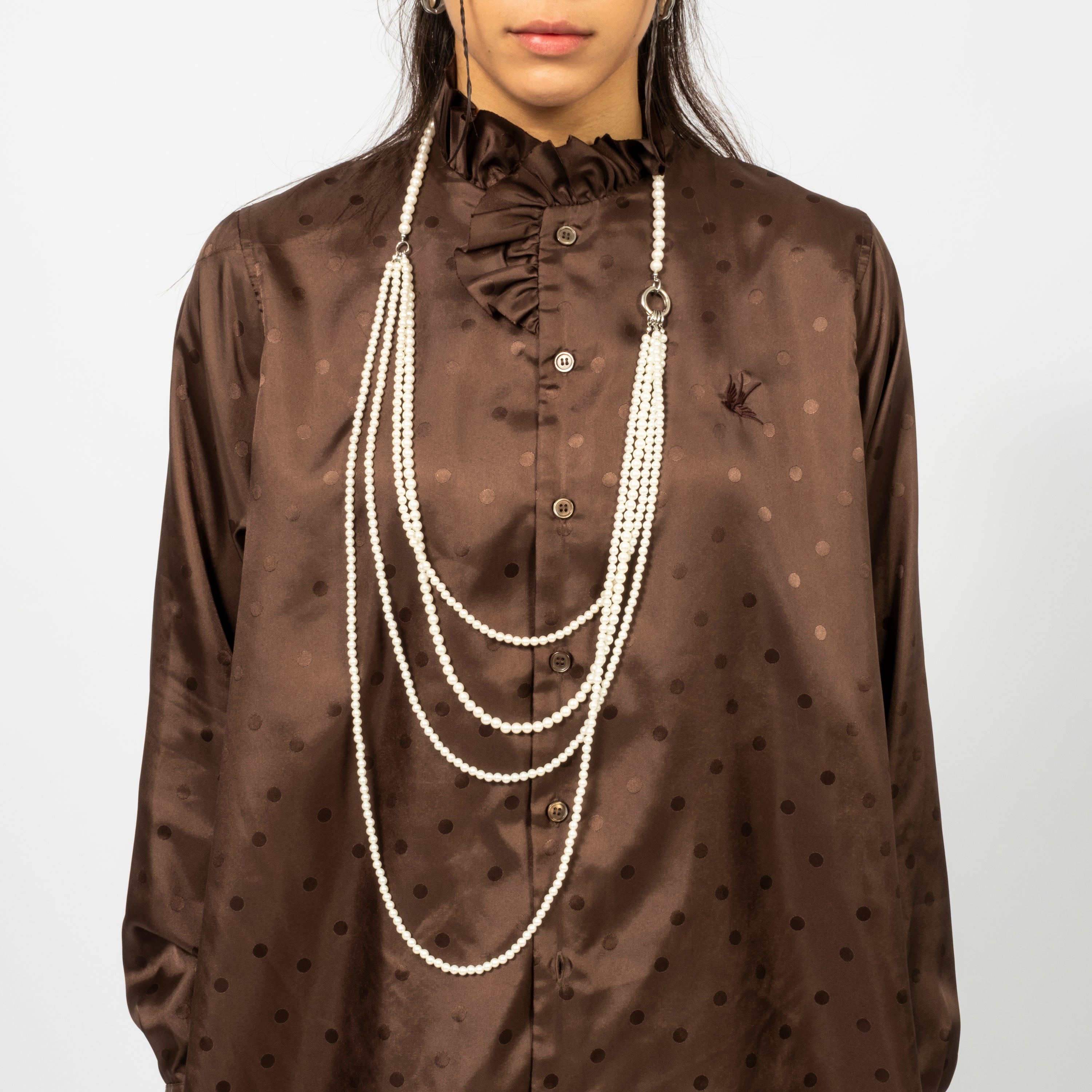 [RHODOLIRION] MULTI LONG NECKLACE WHITE BEADS _ NATURAL