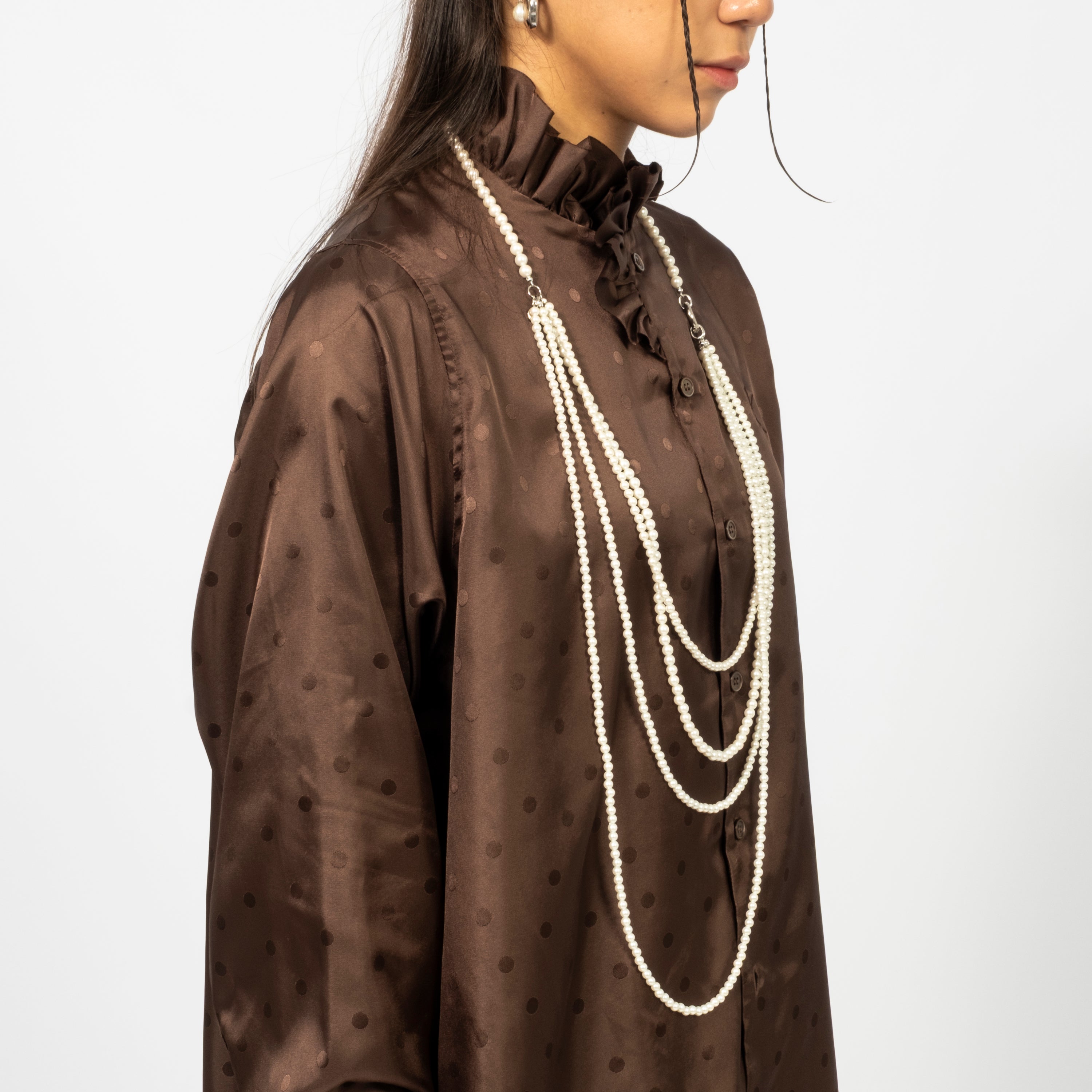 [RHODOLIRION] MULTI LONG NECKLACE WHITE BEADS _ NATURAL