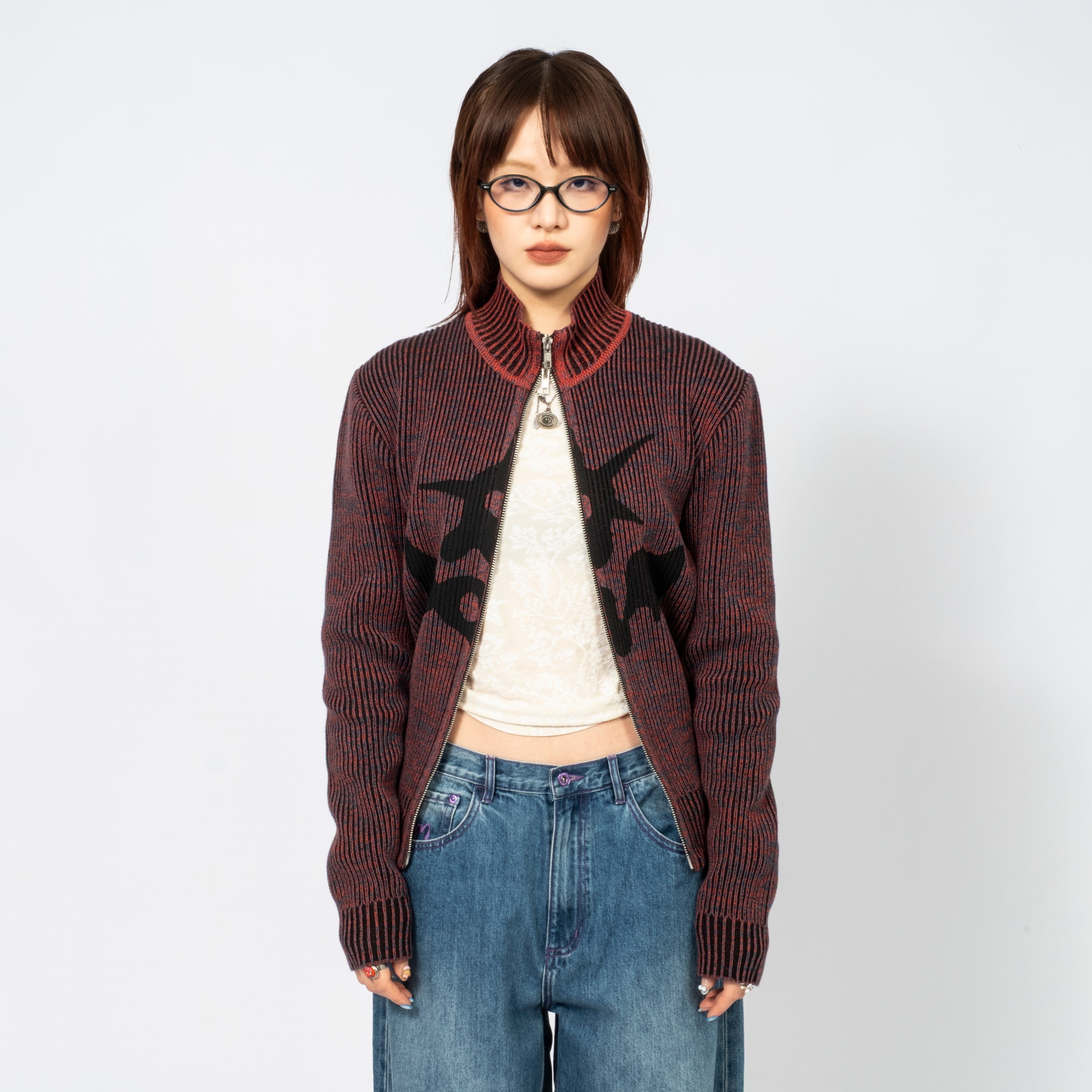 [PAM] URCHIN STEADFAST ZIP THRU KNIT _ MULTI