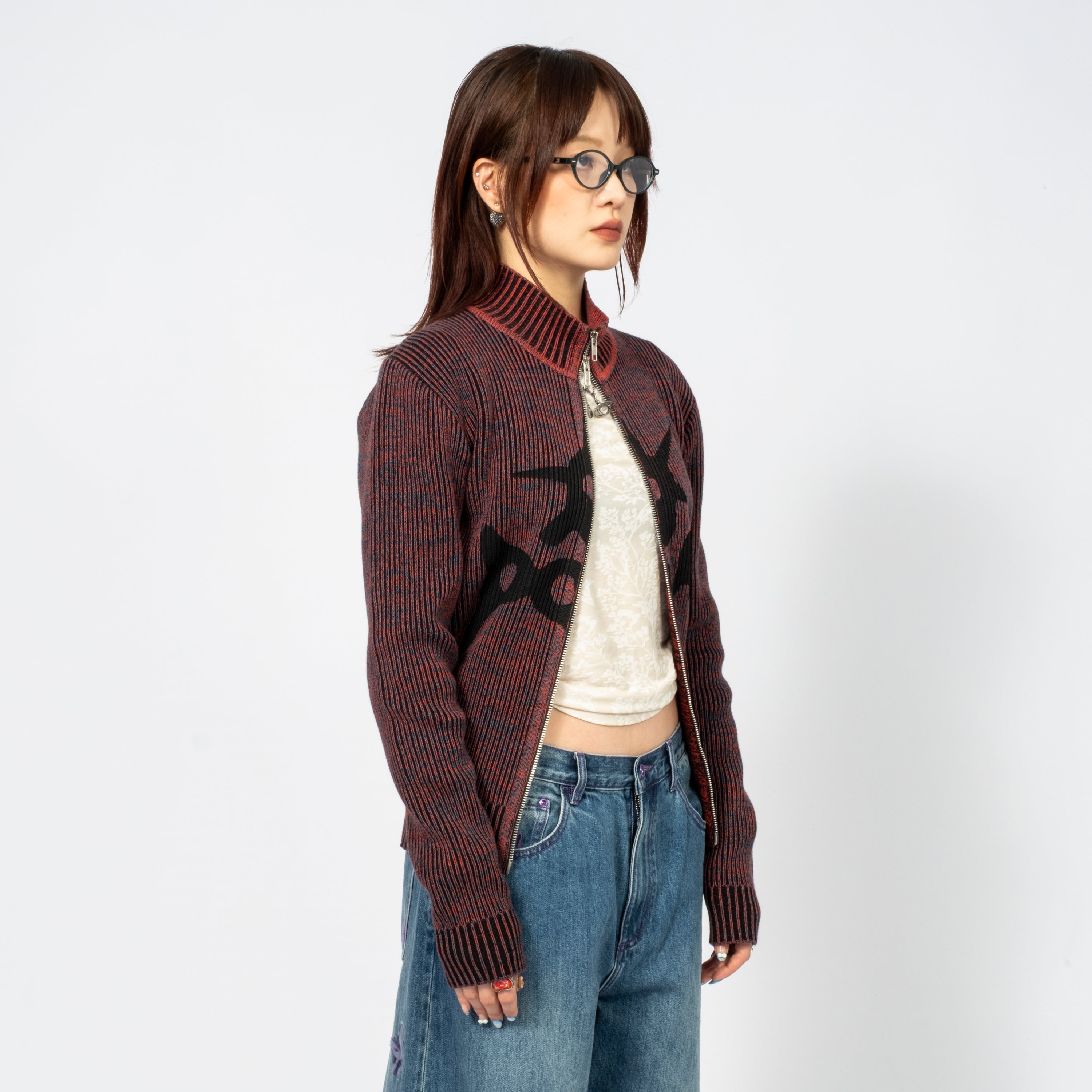 [PAM] URCHIN STEADFAST ZIP THRU KNIT _ MULTI