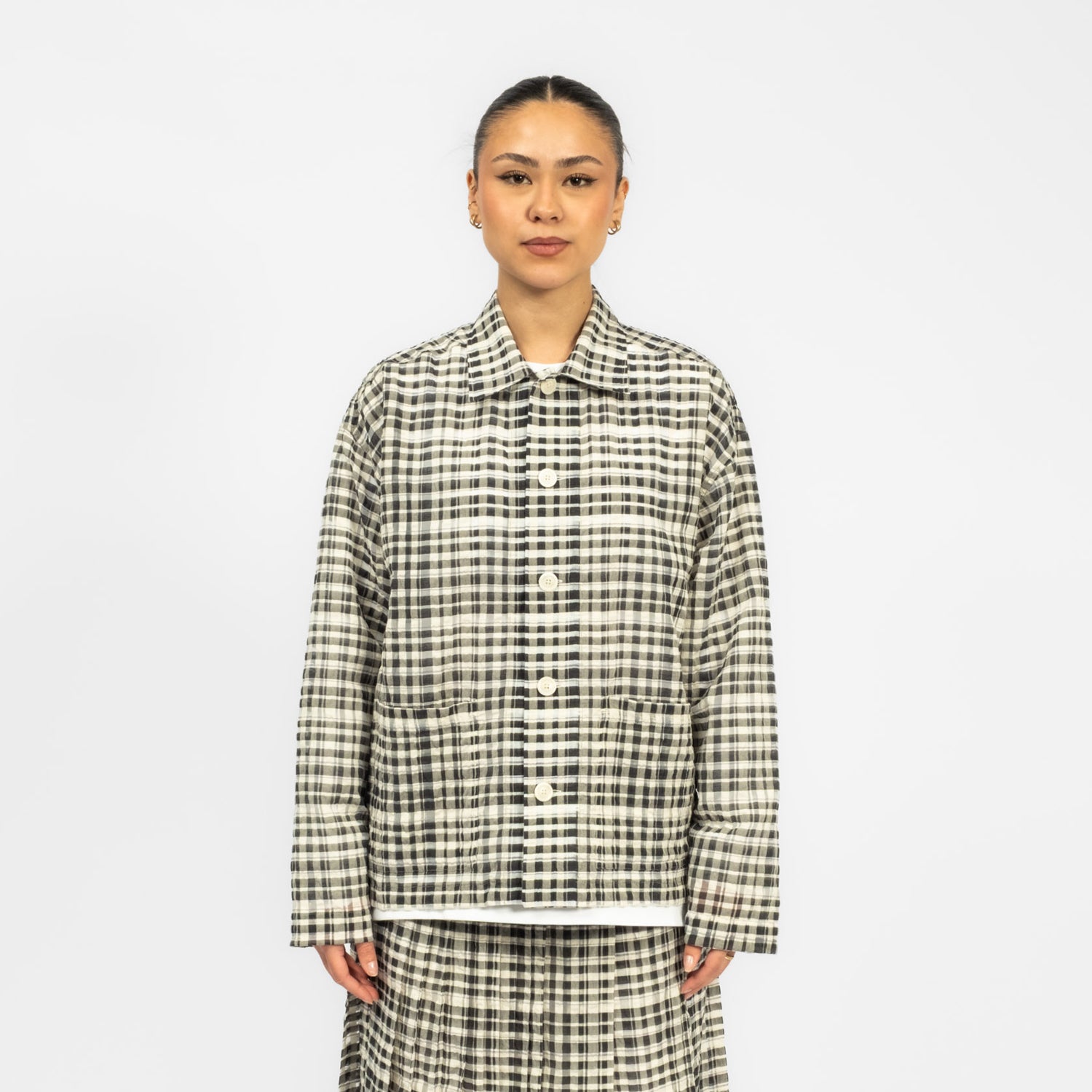 [YMC] PJ OVERSHIRT _ CHARCOAL/OFF WHITE
