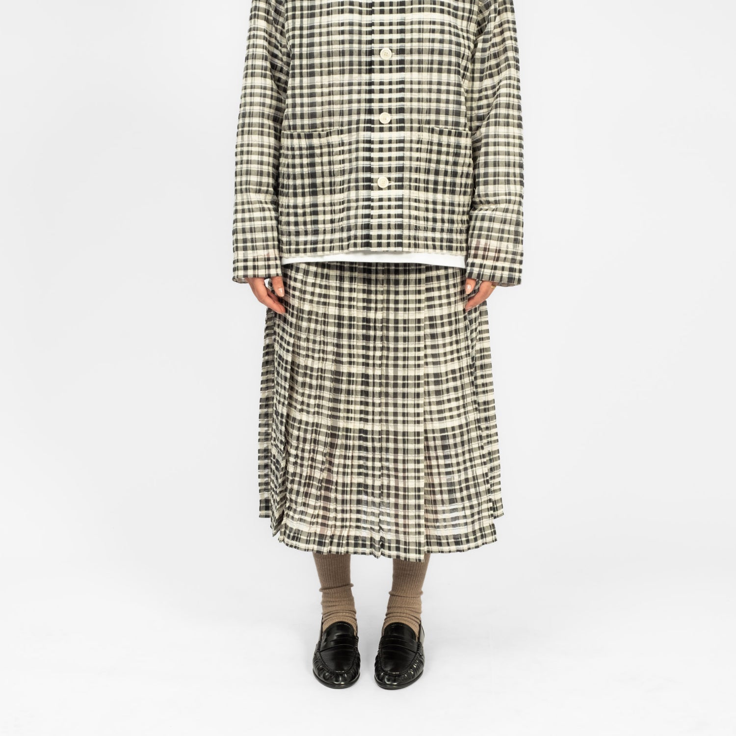 [YMC] ROSETTA SKIRT _ CHARCOAL/OFF WHITE