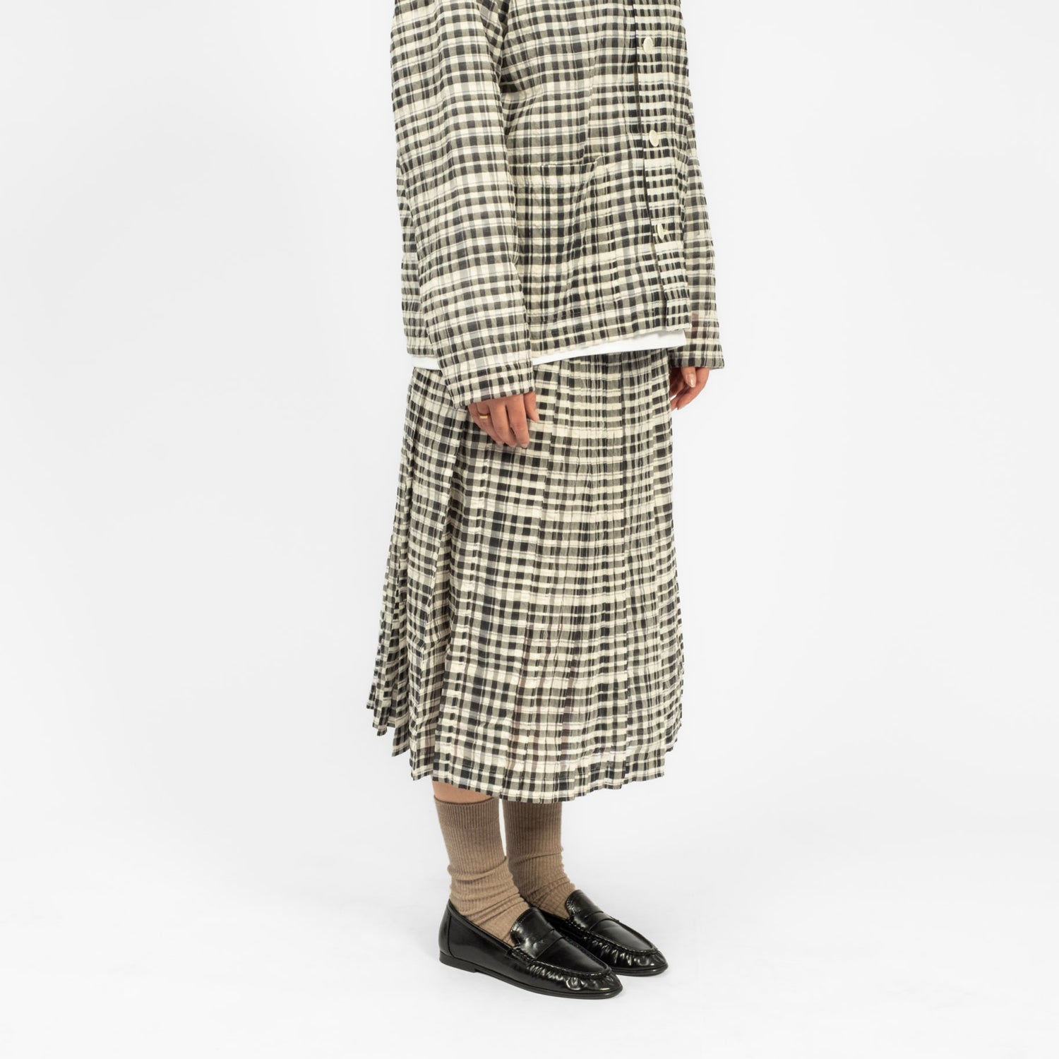 [YMC] ROSETTA SKIRT _ CHARCOAL/OFF WHITE