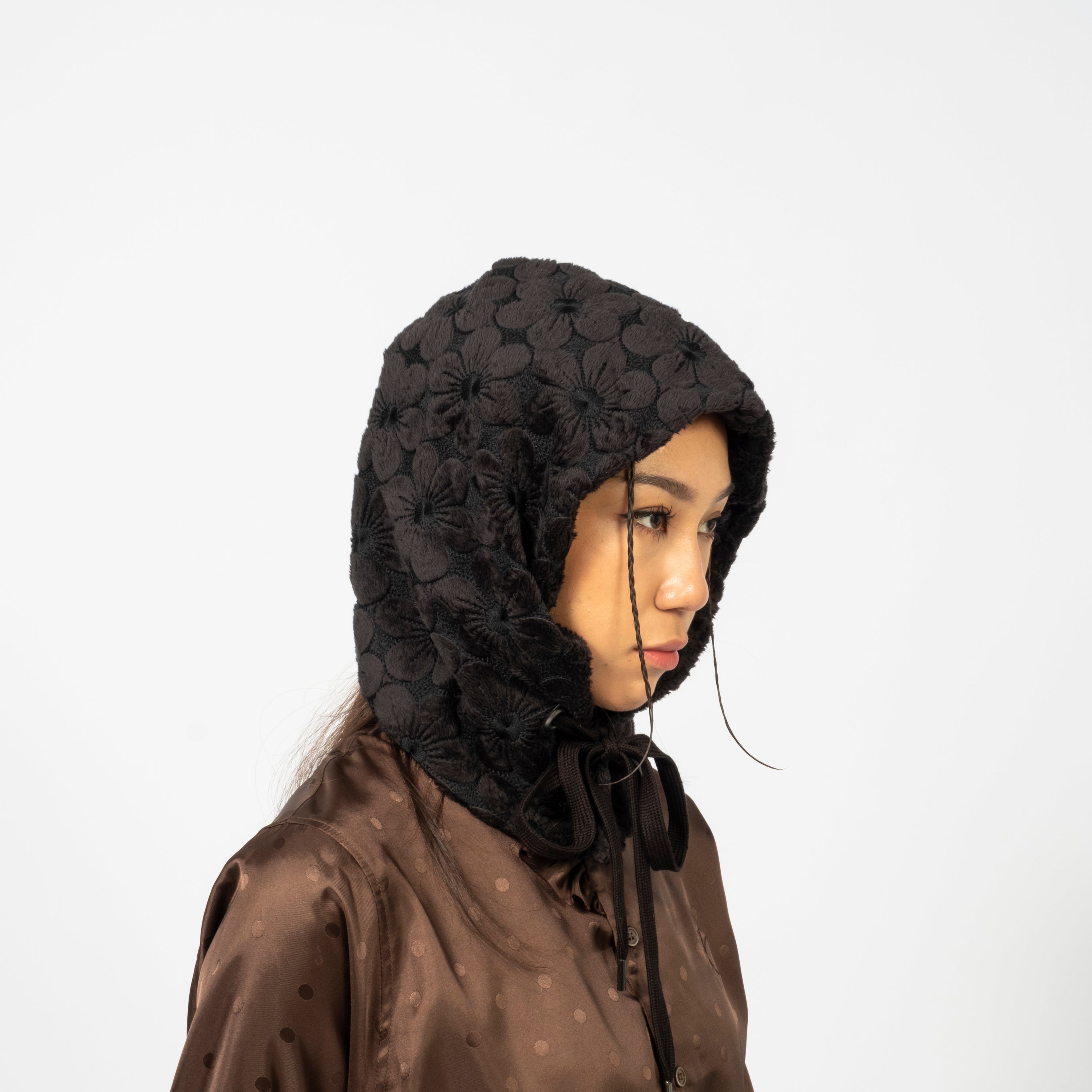 [RHODOLIRION] FAUX FUR HOODY SCARF _ BLACK