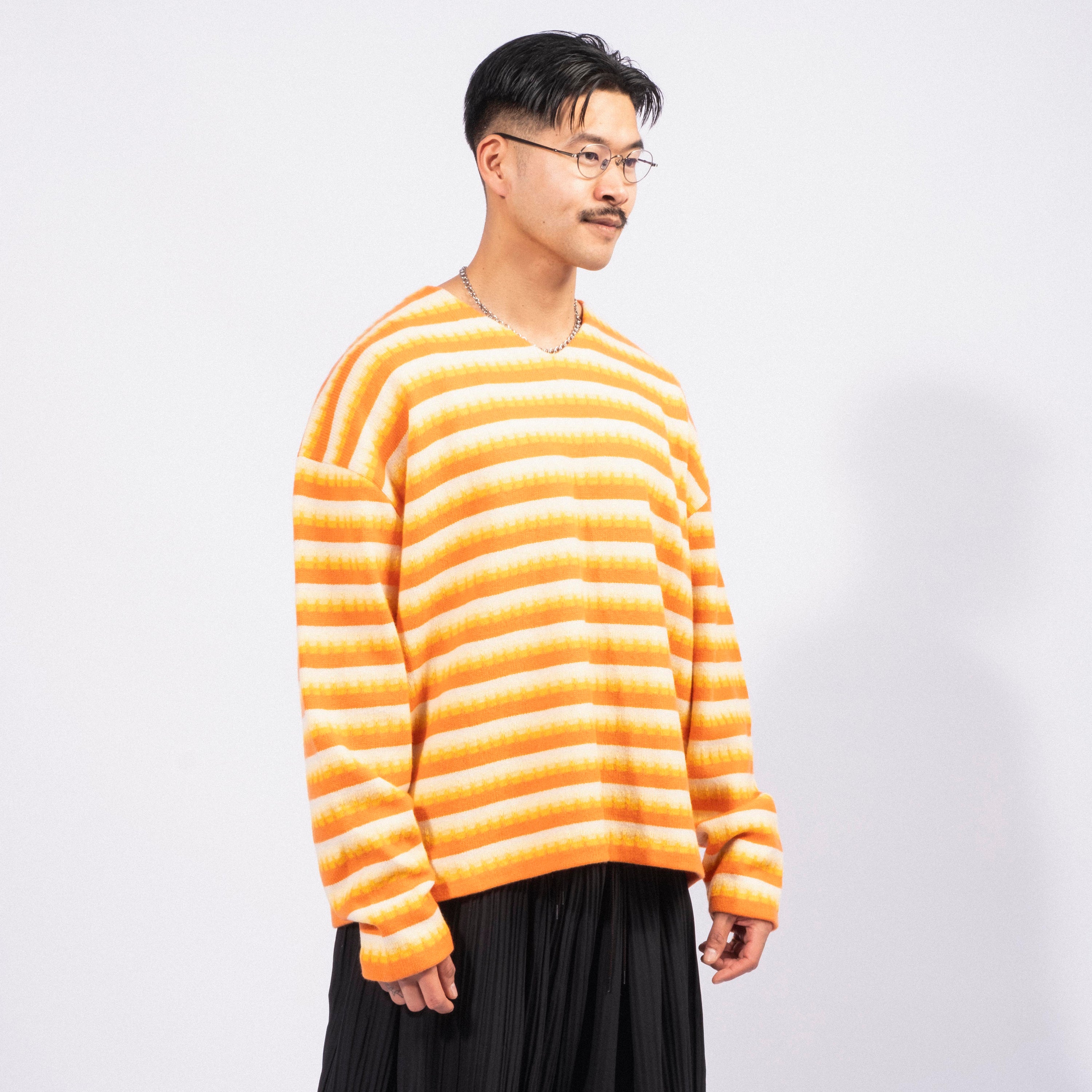 [SILLAGE] V NECK WIDE 3D KNIT _ YELLOW MIX