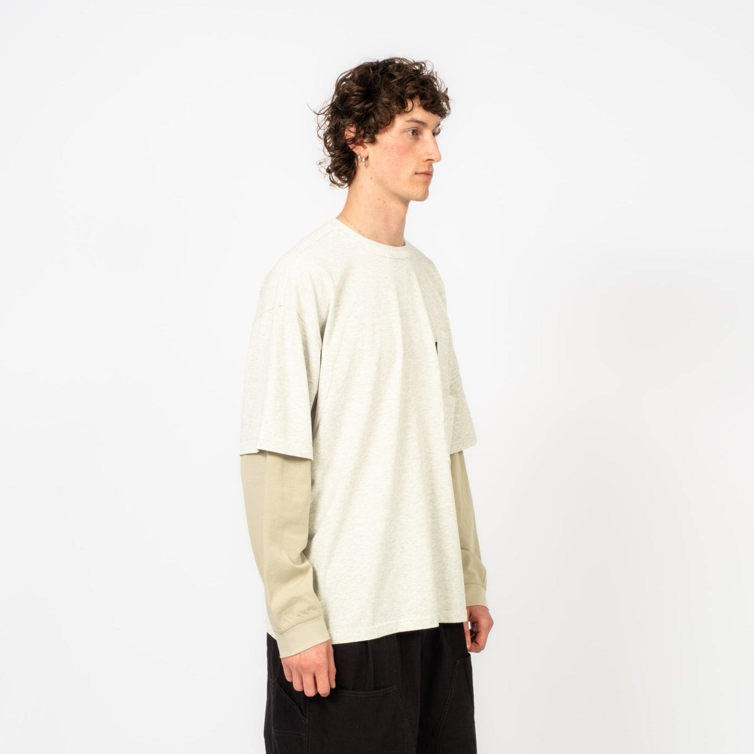 [MOIF] LAYERED VENT L/S TEE _ LIGHT HEATHER GREY