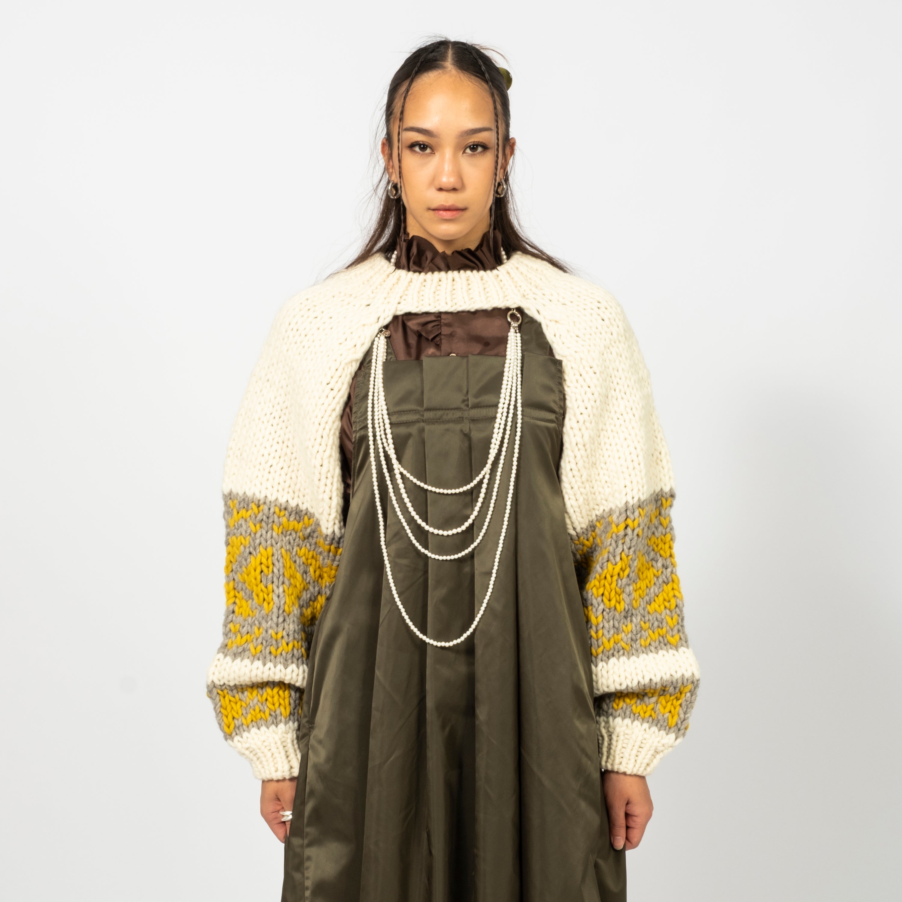 [RHODOLIRION] COWICHAN KNIT BOLERO _ IVORY