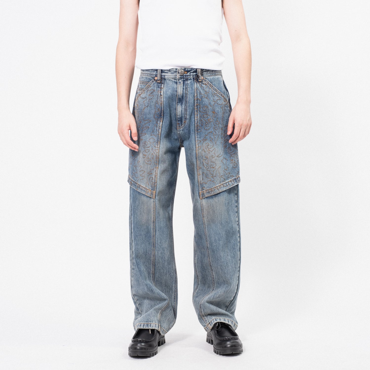 [ANDERSSON BELL] EMBROIDERY WRAP JEANS _ BLUE